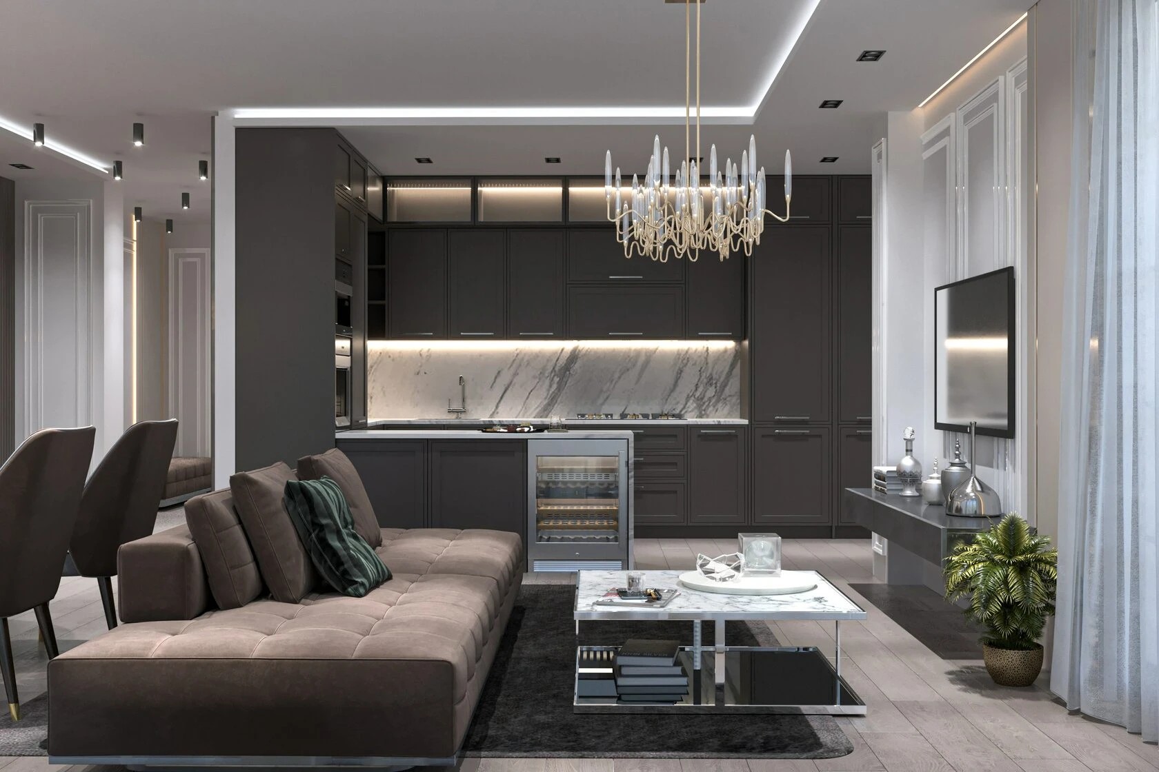 4-комнатная квартира в стиле неоклассика с элементами ар-деко