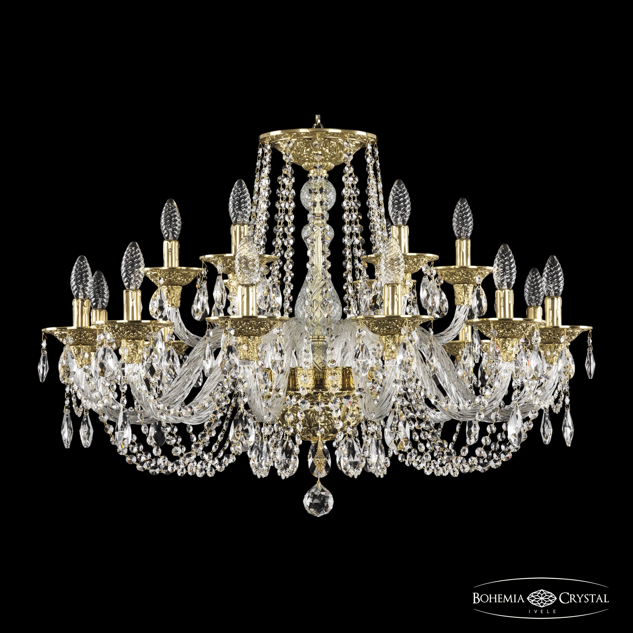 Подвесная хрустальная люстра 1602 Bohemia 16102/12+6/300 G