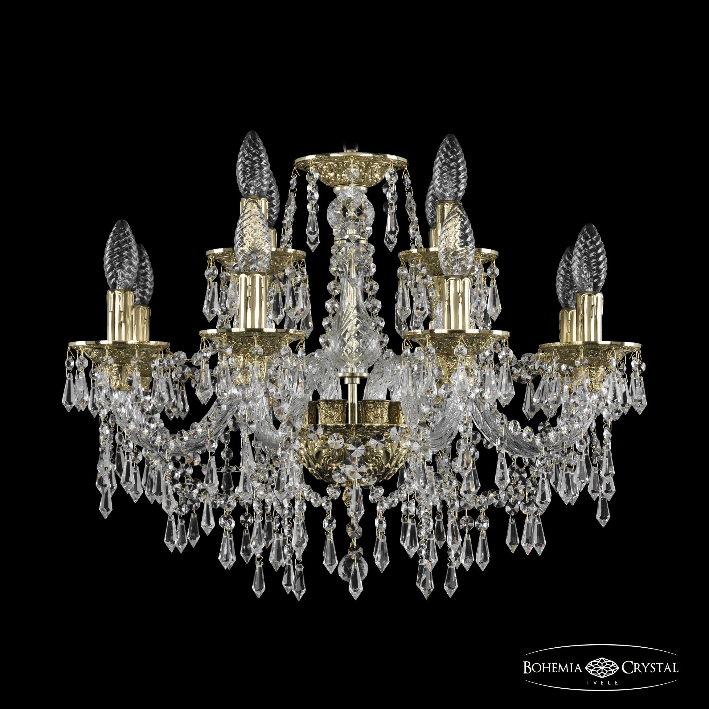 Подвесная хрустальная люстра 1603 Bohemia 16103/8+4/195 G