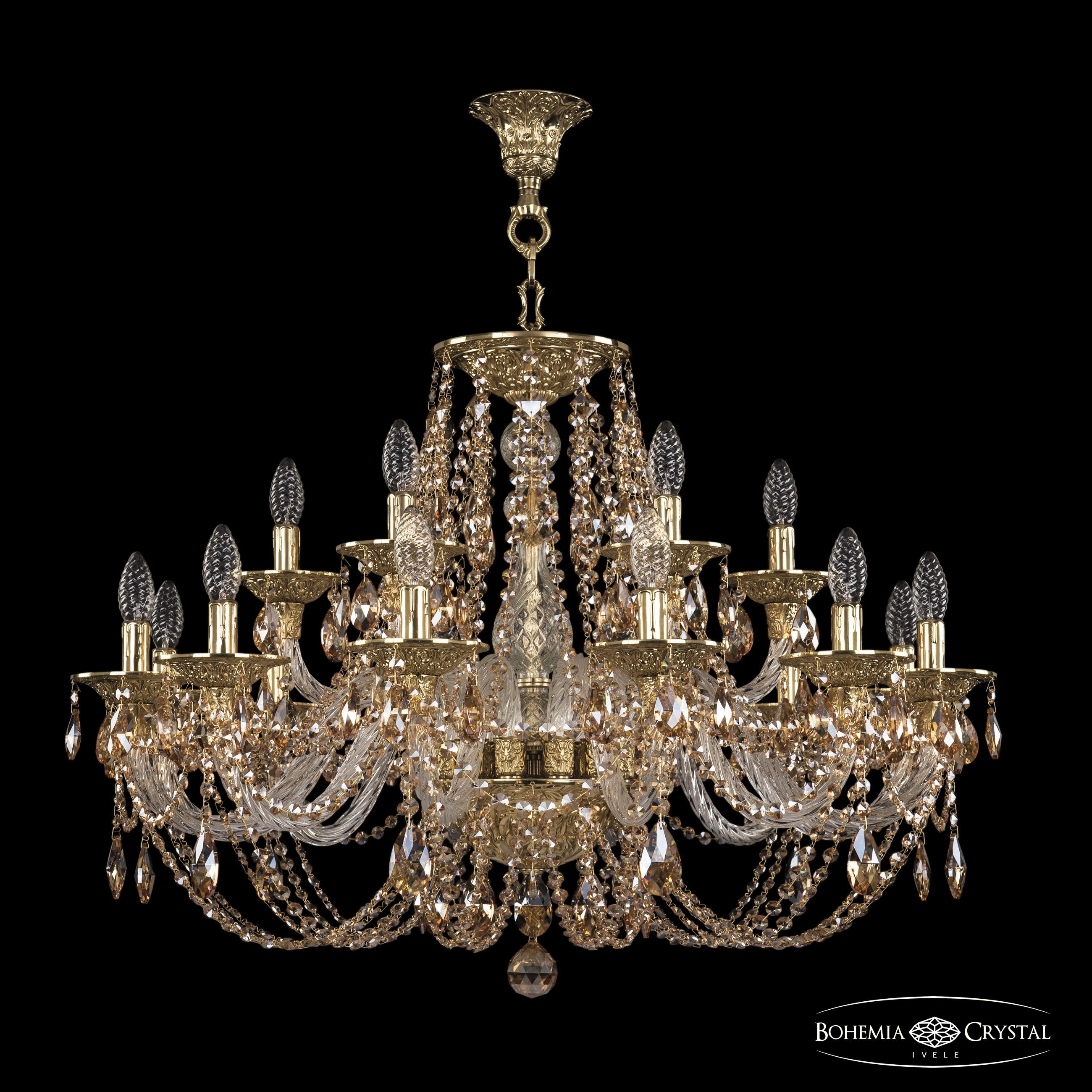 Подвесная хрустальная люстра 1606 Bohemia 16106/12+6/300 G R721