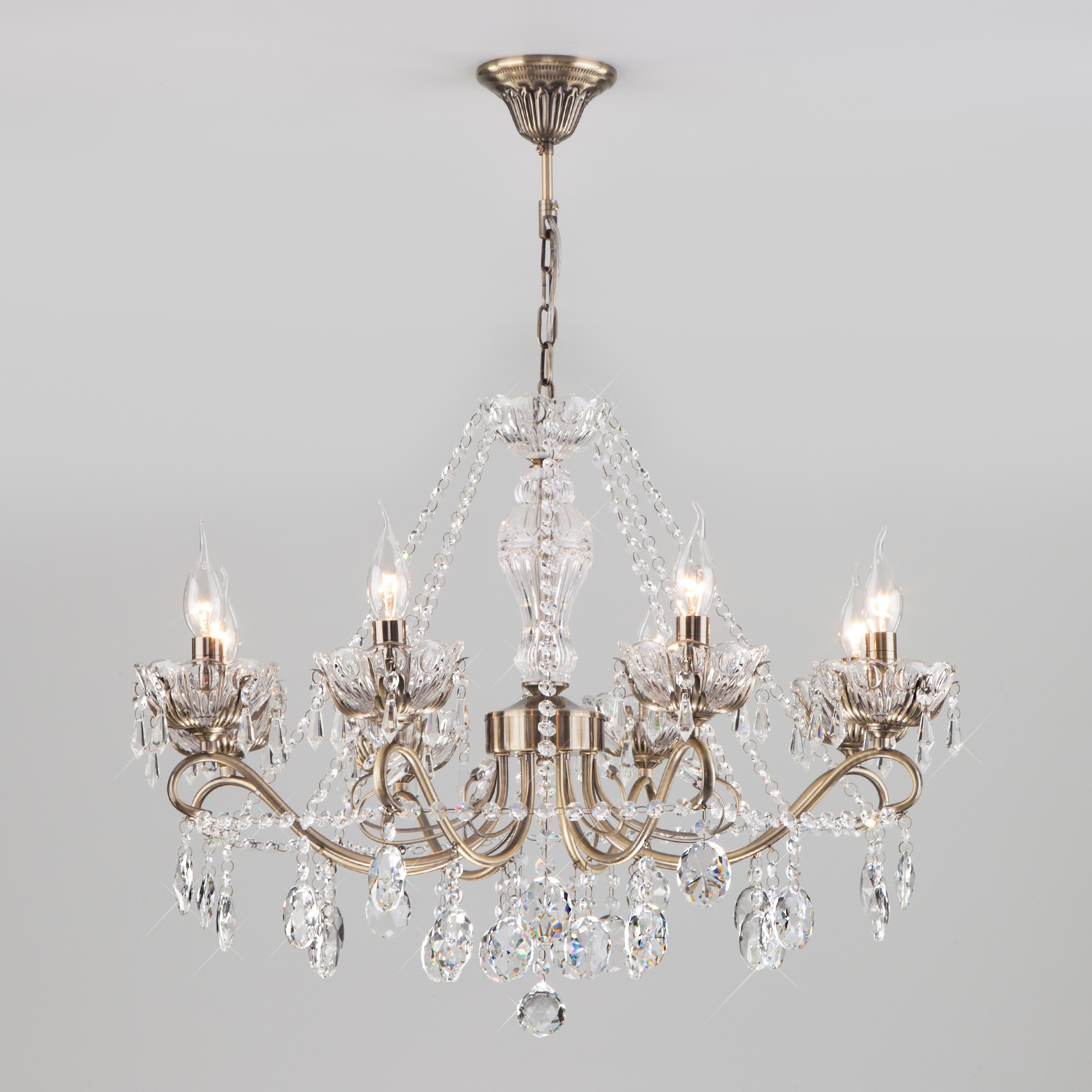 Подвесная люстра Eurosvet Teodore 10103/8 античная бронза/прозрачный хрусталь Strotskis