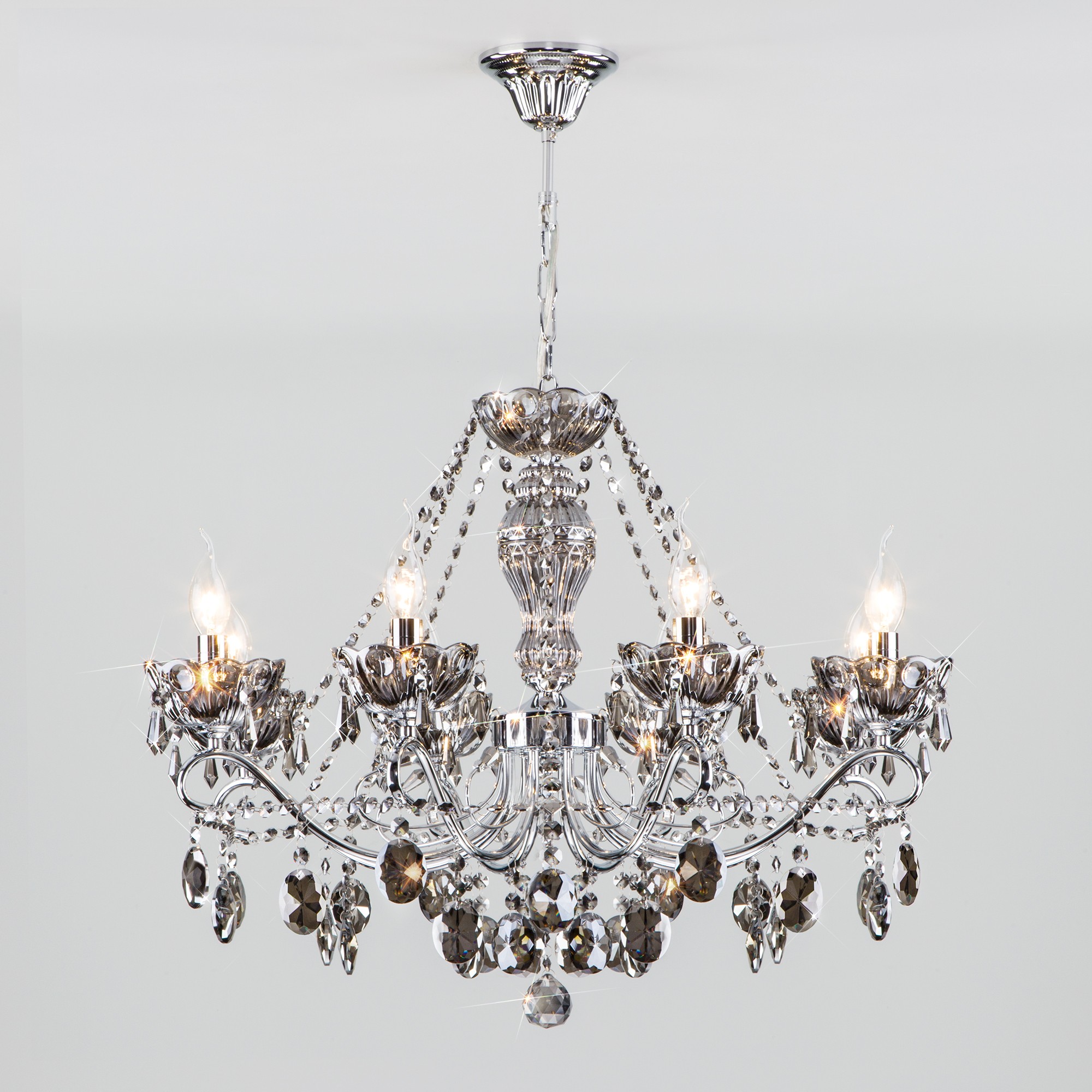 Подвесная люстра Eurosvet Teodore 10103/8 хром/дымчатый хрусталь Strotskis