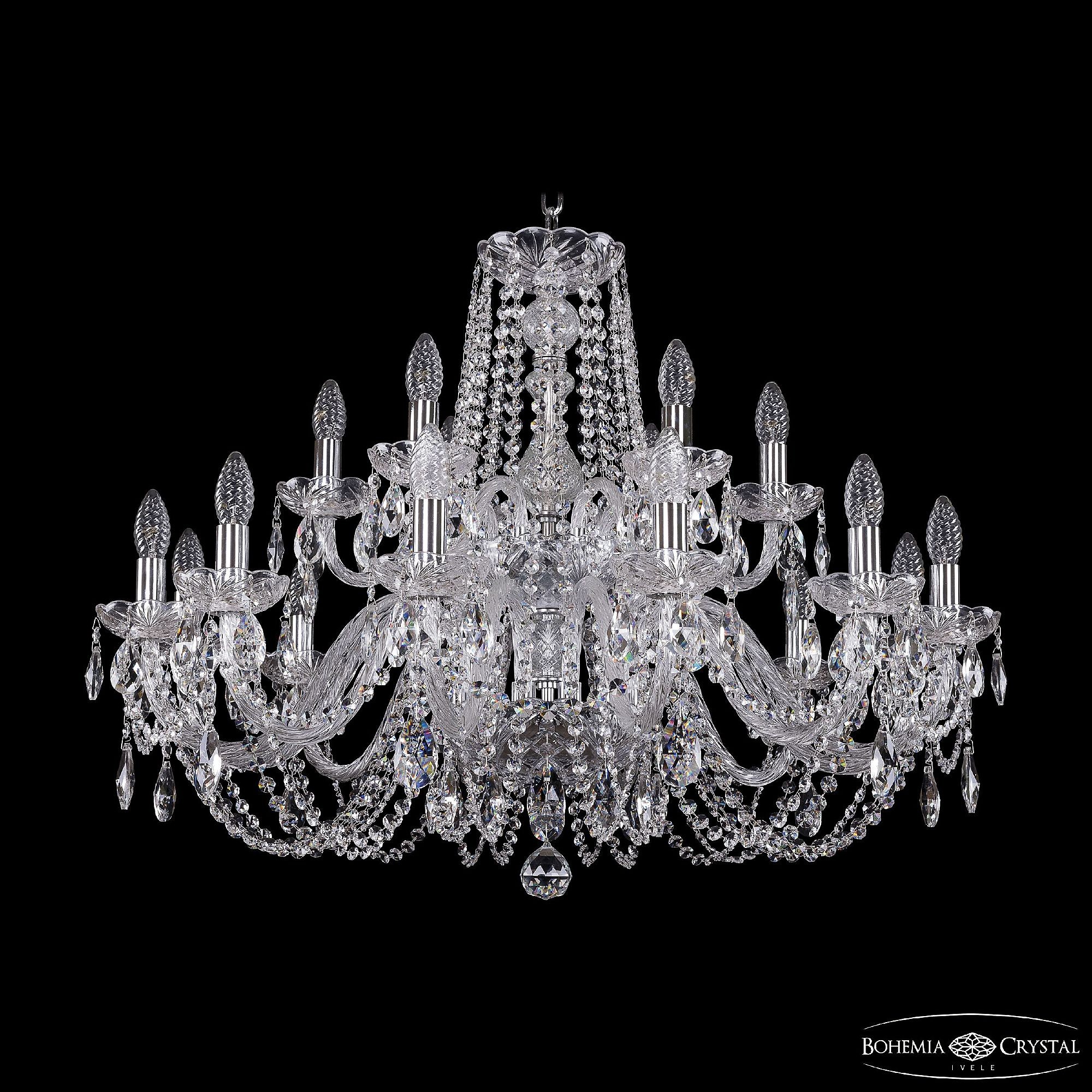 Подвесная хрустальная люстра 1402 Bohemia 1402/12+6/300/2d Ni