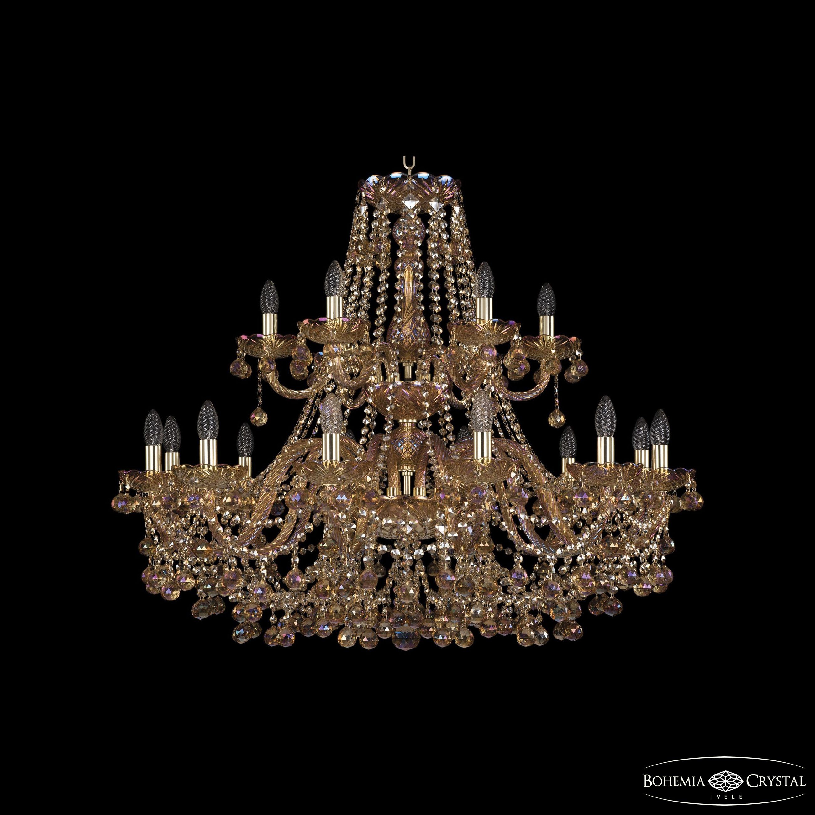 Подвесная хрустальная люстра 1409 Bohemia 1409/12+6/360/2d G M777