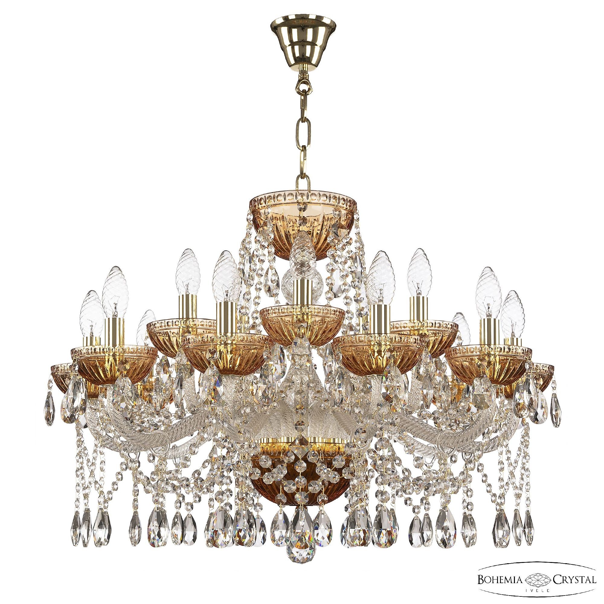 Подвесная люстра Bohemia 5413 5413/10+5/240 G Amber/M-1G