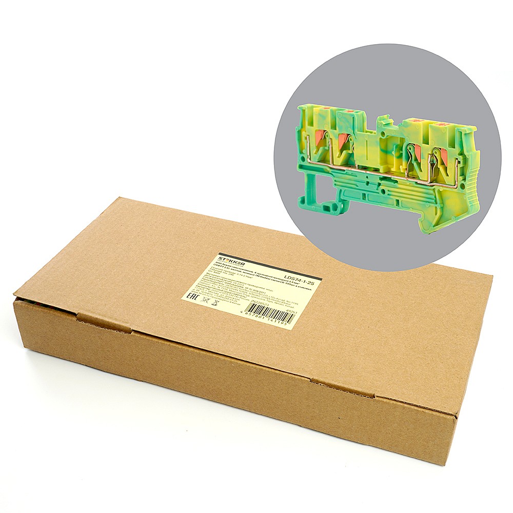 Зажим самозажимной, 4-проводной проходной 2,5 мм Stekker 49261 49261