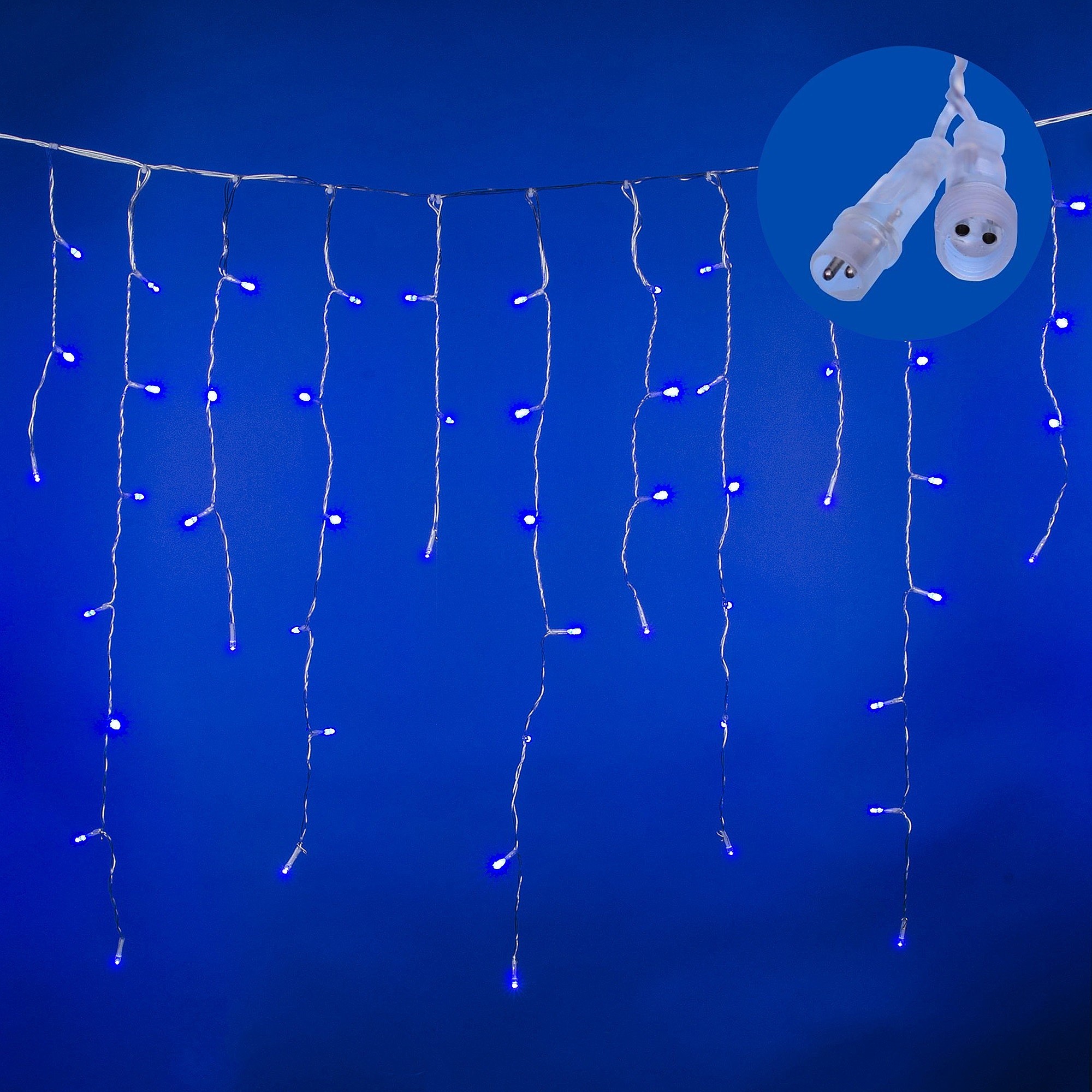 Бахрома светодиодная со статическим свечением, 6м Uniel ULD-B6007-200/STK BLUE IP44