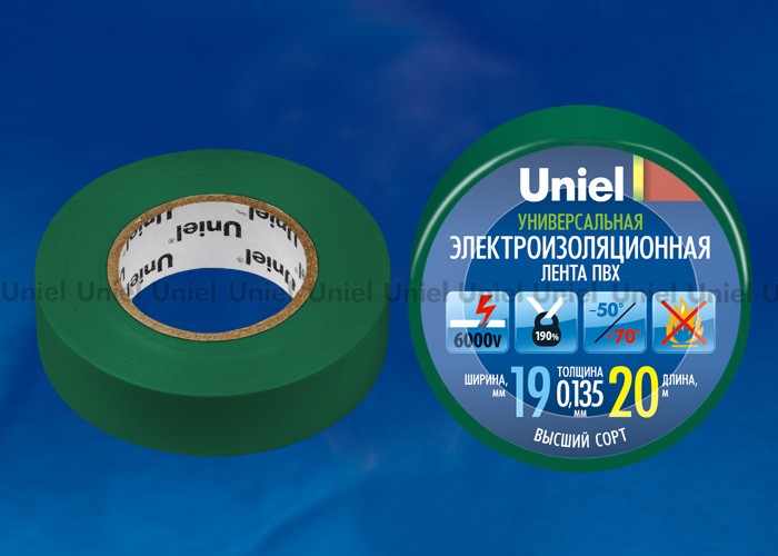 Изоляционная лента Uniel UIT-135P 20/19/01 GRN