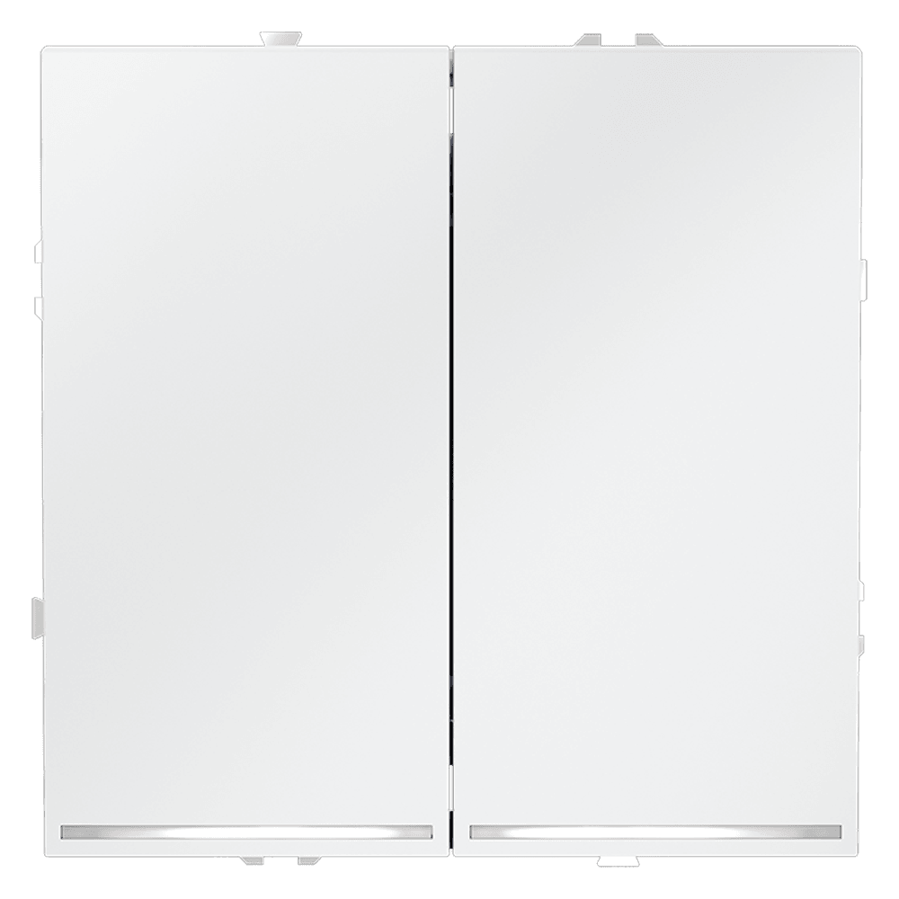 Выключатель встраиваемый VOLTUM S70 двухклавишный с подсветкой 10А, (белый матовый) VLS020202