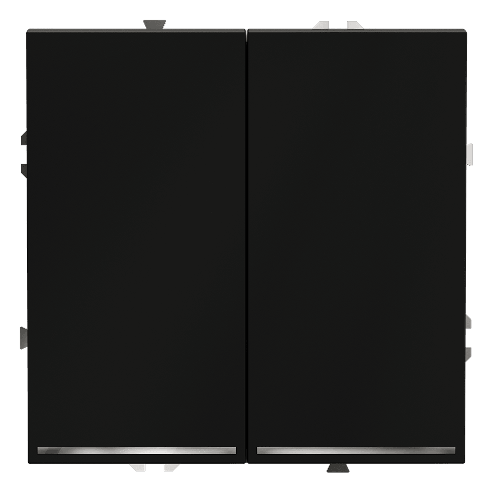 Проходной переключатель встраиваемый VOLTUM S70 двухклавишный с подсветкой 10А, (черный матовый) VLS020408