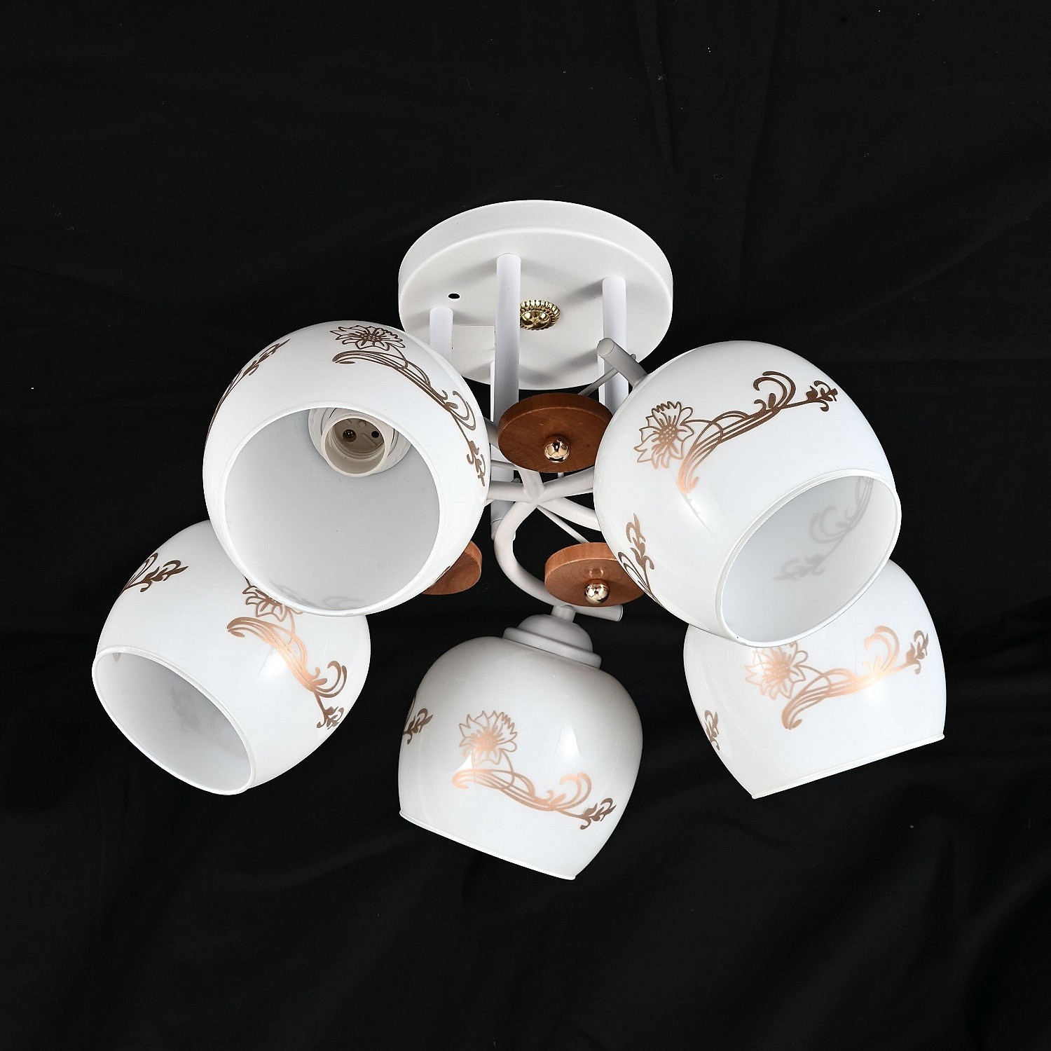 Потолочная люстра ЭкономСвет 10085 10085/5WT+FGD WT+GD