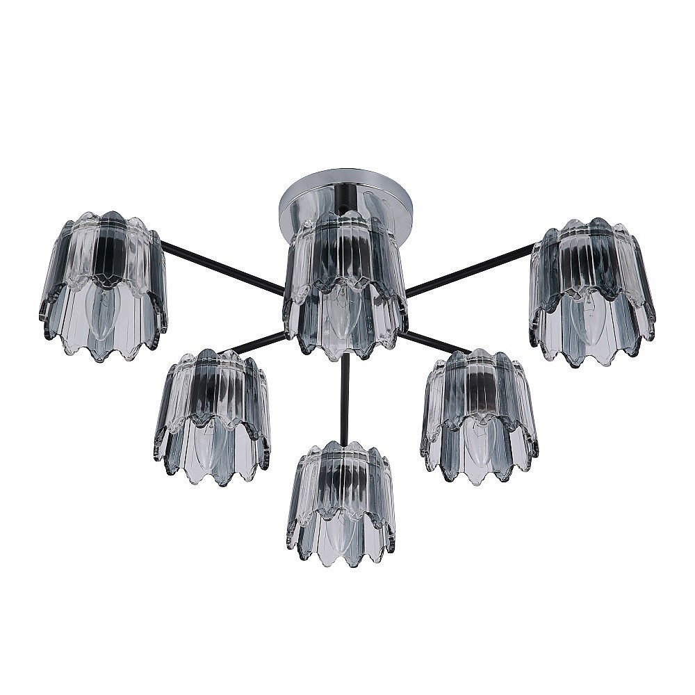 Потолочная люстра ЭкономСвет 12219 12219/6CR+BK BK+CL