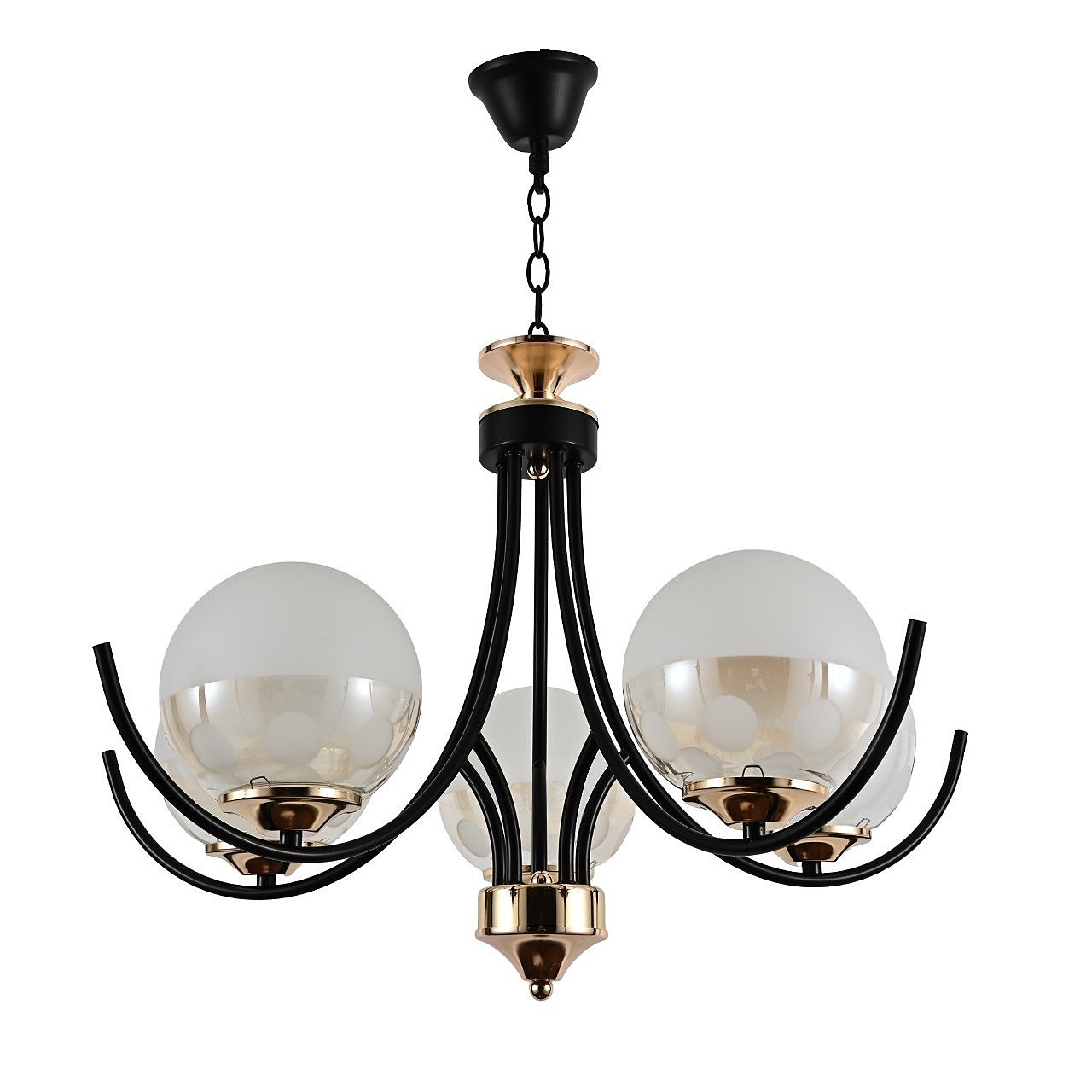 Подвесная люстра ЭкономСвет 13141 13141/5BK+GD WT+PRL