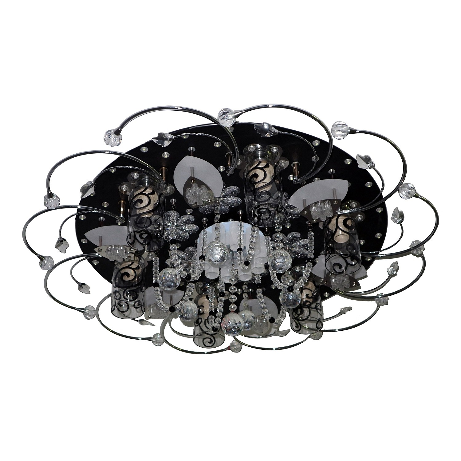 Потолочная люстра ЭкономСвет 70014 70014/6BK WT+BK RC WTLED