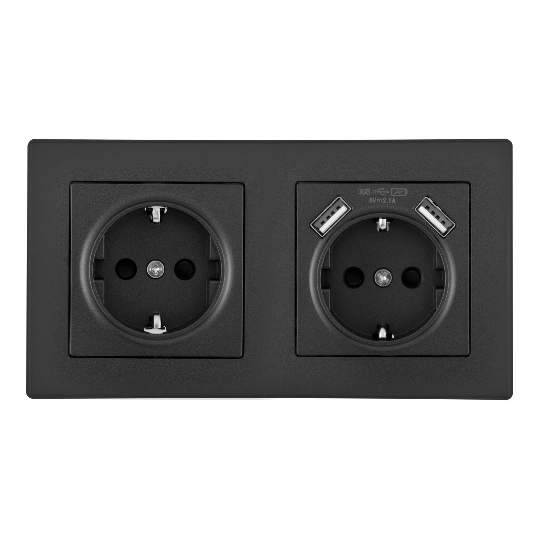 Розетка Arte Milano Set06-2 SET06-2-47-1-40-1 black