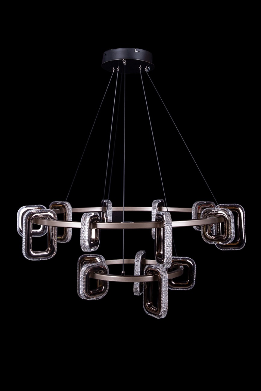 Подвесная люстра LEON Theona LE7701/10+5 Grey/Black Chrome