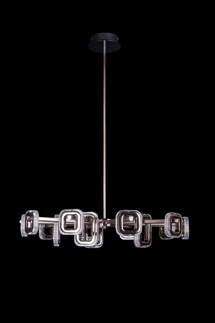 Люстра на штанге LEON Theona LE7701/15 Grey/Black Chrome