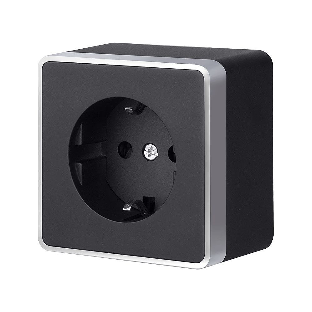 Розетка Werkel W5071034/ Розетка с заземлением Gallant (черный с серебром)