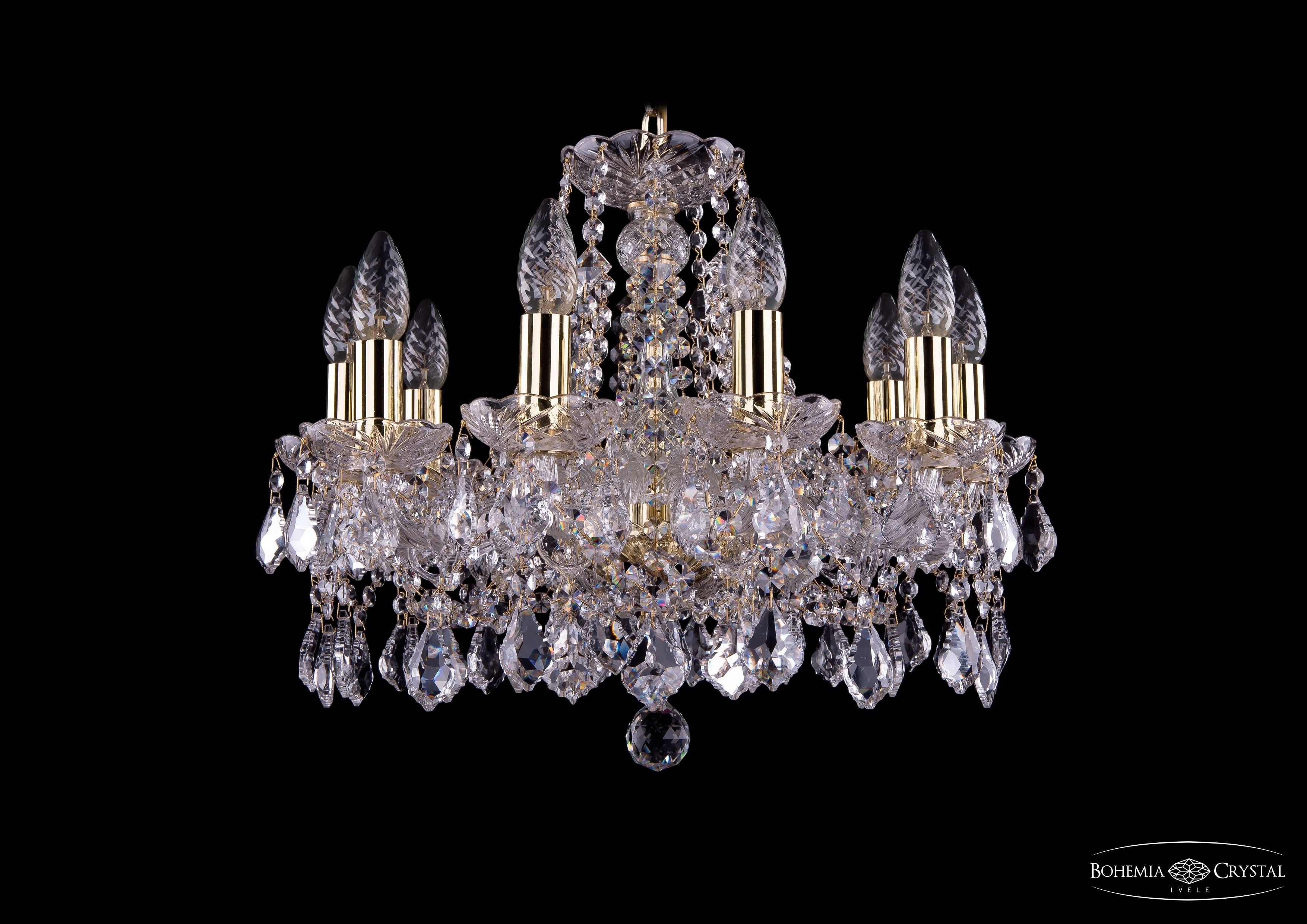 Подвесная хрустальная люстра 1413 Bohemia 1413/10/165 G Leafs