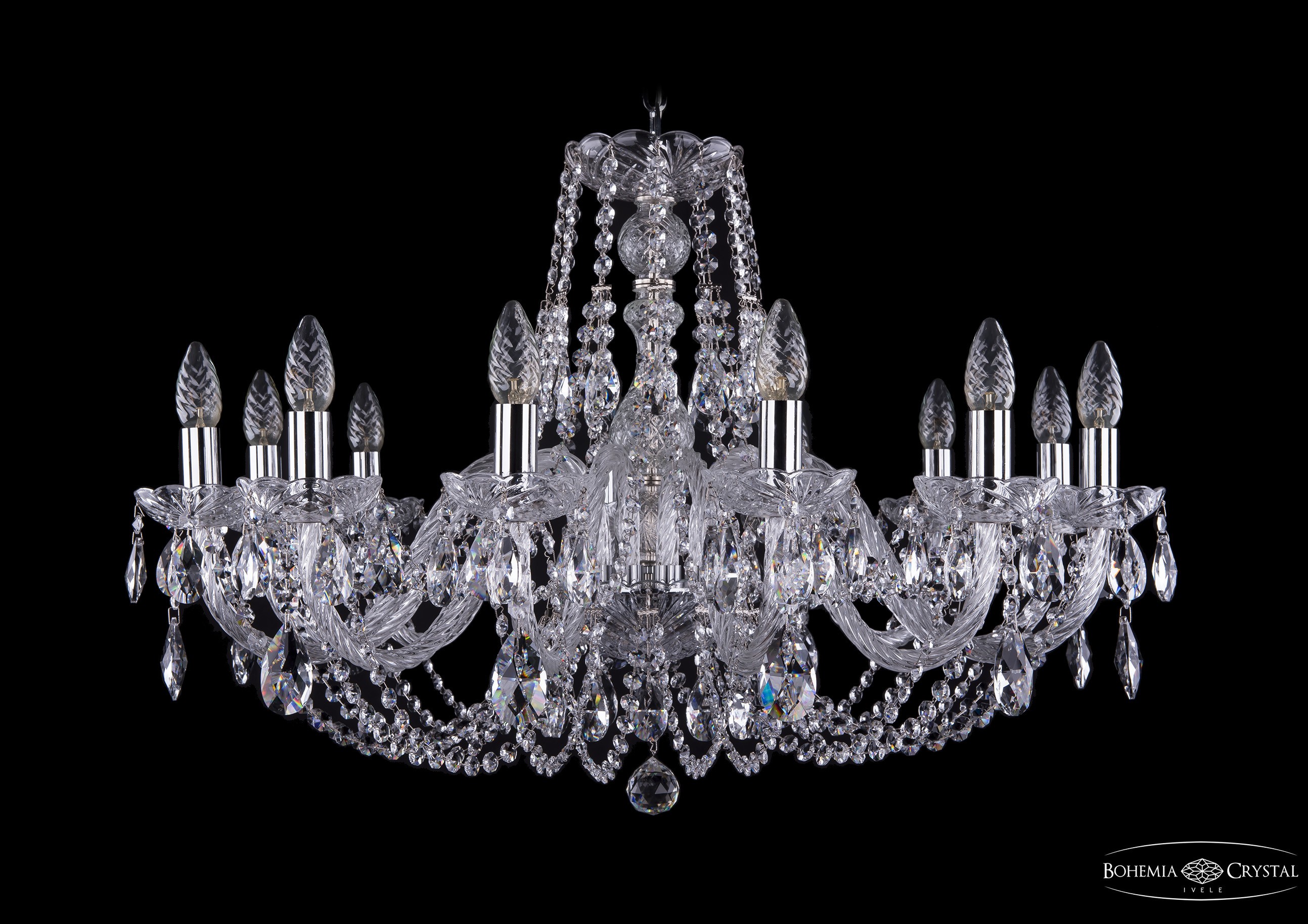 Подвесная хрустальная люстра 1406 Bohemia 1406/12/300 Ni