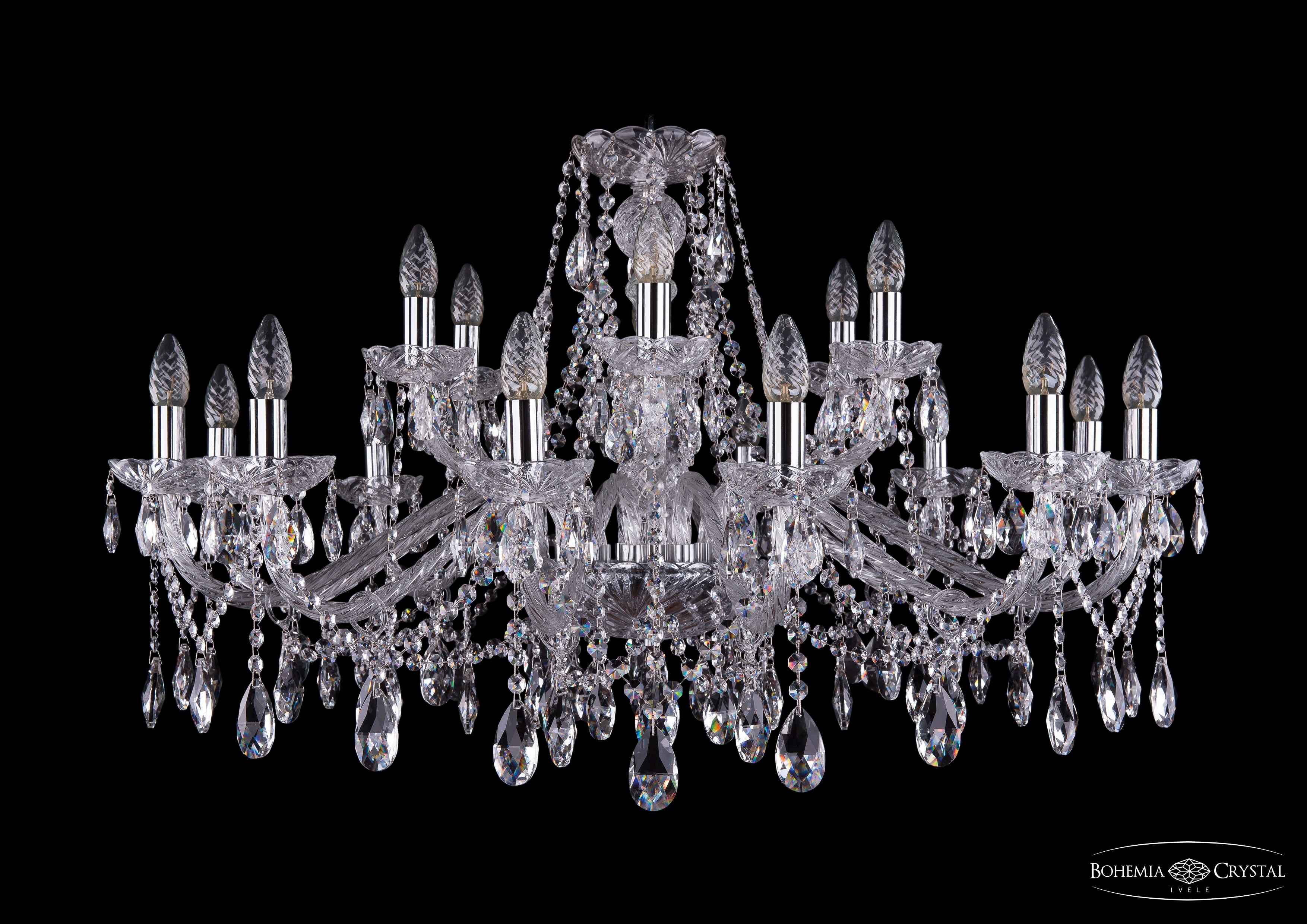 Подвесная хрустальная люстра 1413 Bohemia 1413/12+6/360 Ni