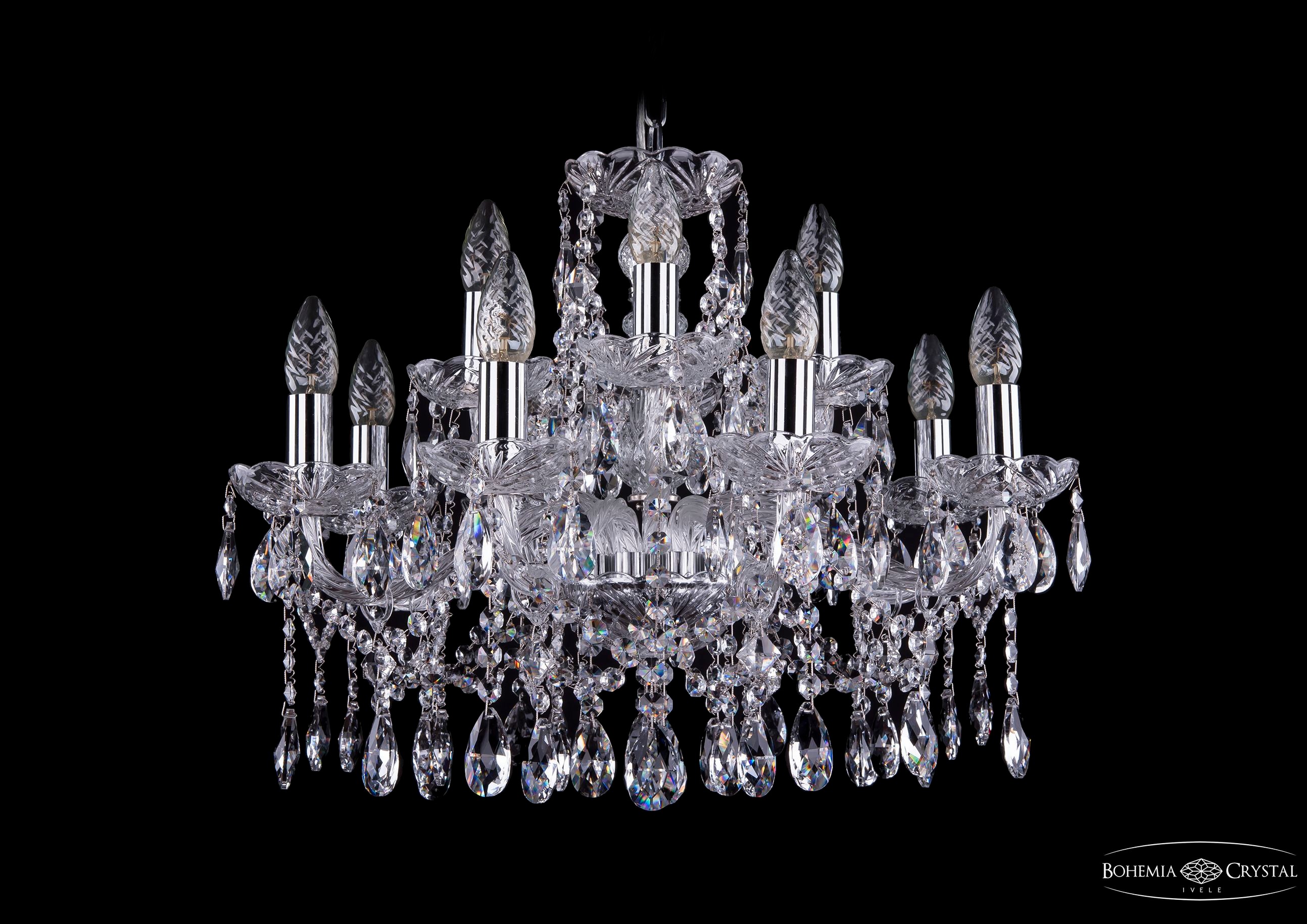 Подвесная хрустальная люстра 1413 Bohemia 1413/8+4/200 Ni