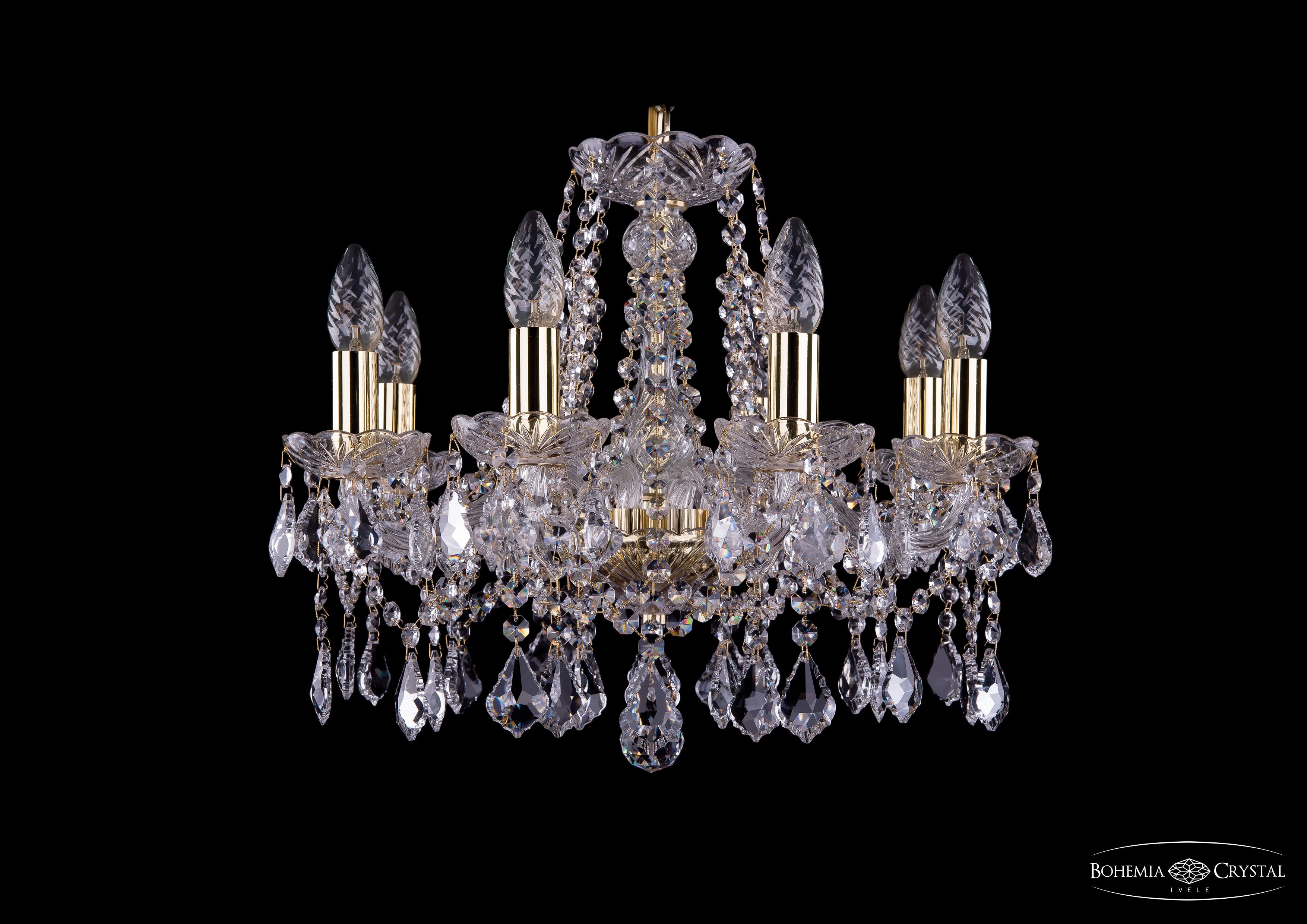 Подвесная хрустальная люстра 1413 Bohemia 1413/8/165 G Leafs