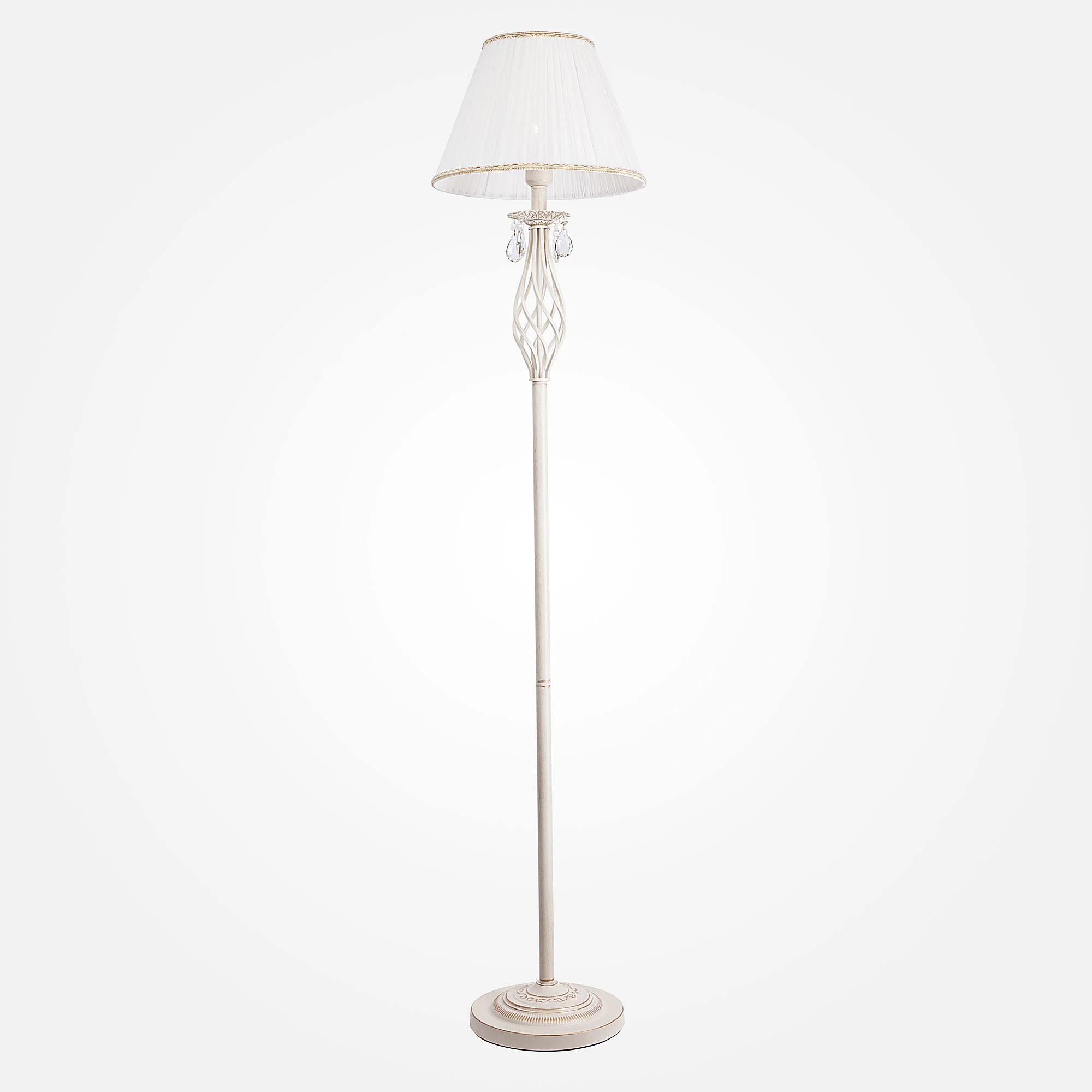 Торшер Eurosvet Amelia 10073/1 белый с золотом/прозрачный хрусталь Strotskis