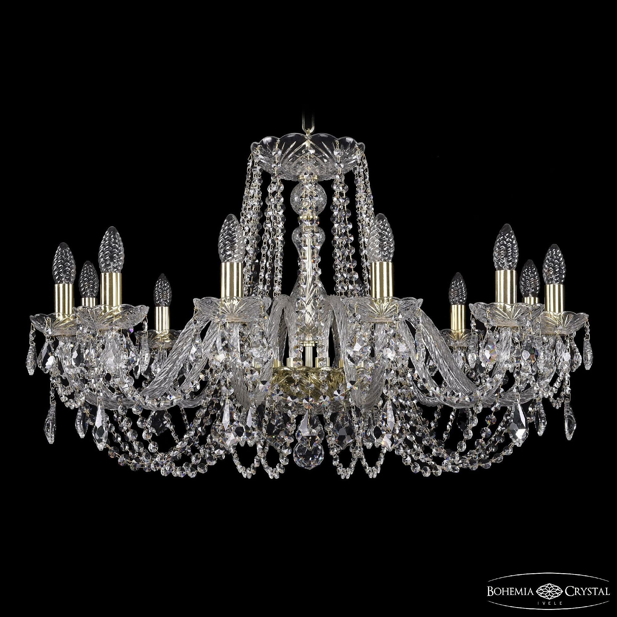 Подвесная хрустальная люстра 1402 Bohemia 1402/12/300 G Leafs