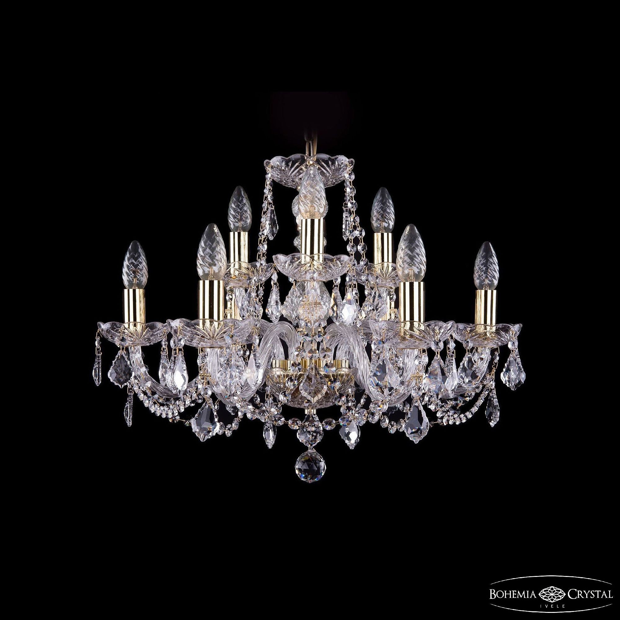 Подвесная хрустальная люстра 1402 Bohemia 1402/6+3/195 G Leafs