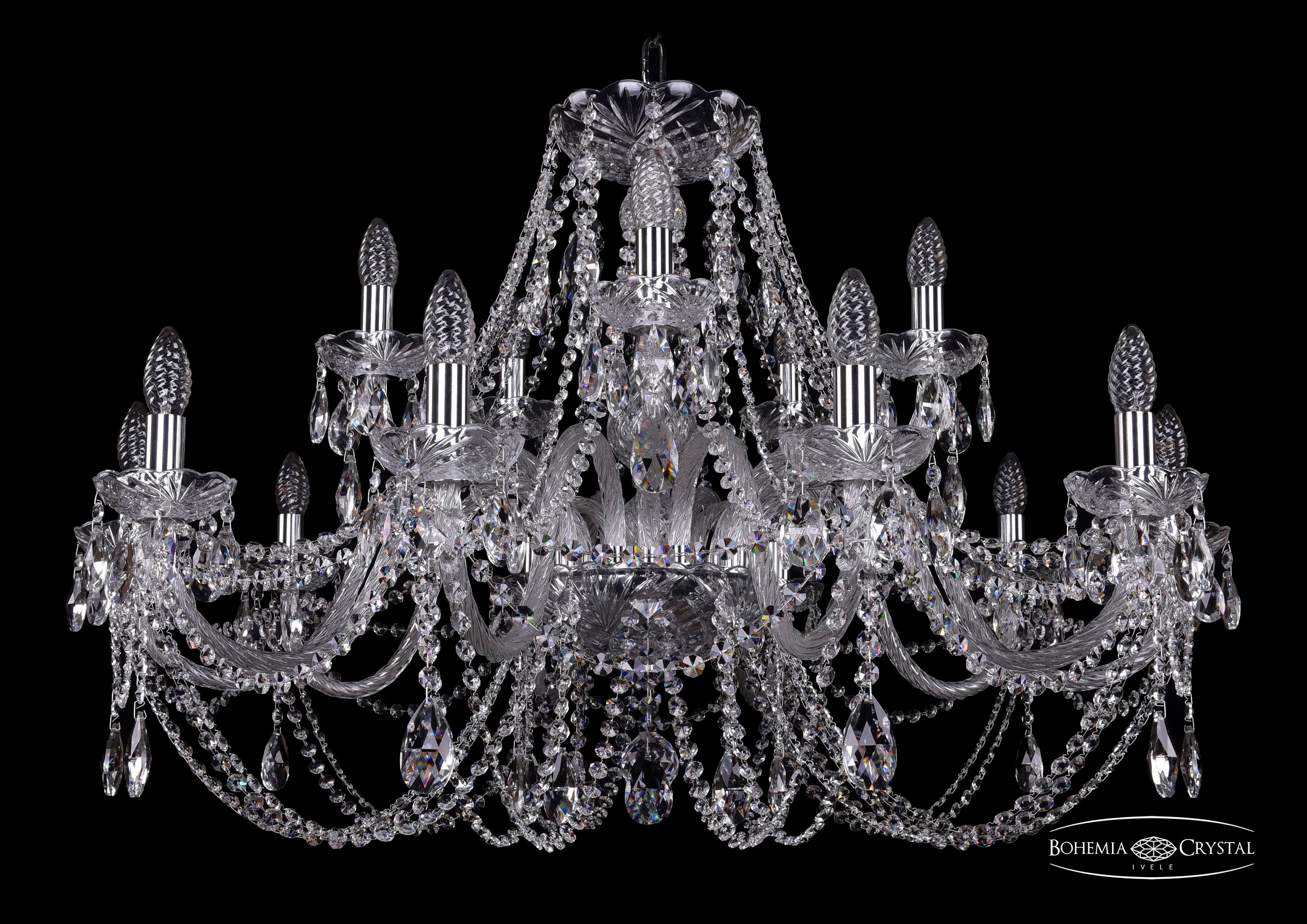 Подвесная хрустальная люстра 1406 Bohemia 1406/10+5/360 Ni
