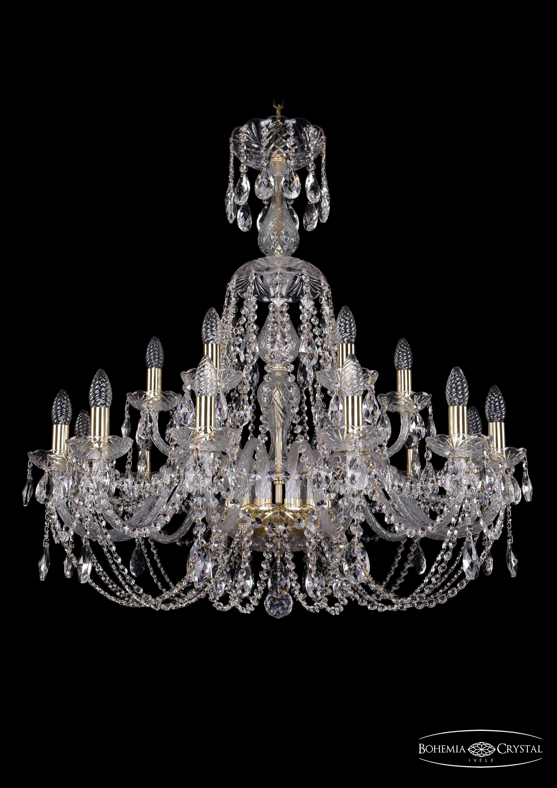 Подвесная хрустальная люстра 1406 Bohemia 1406/12+6/300/XL-90 G