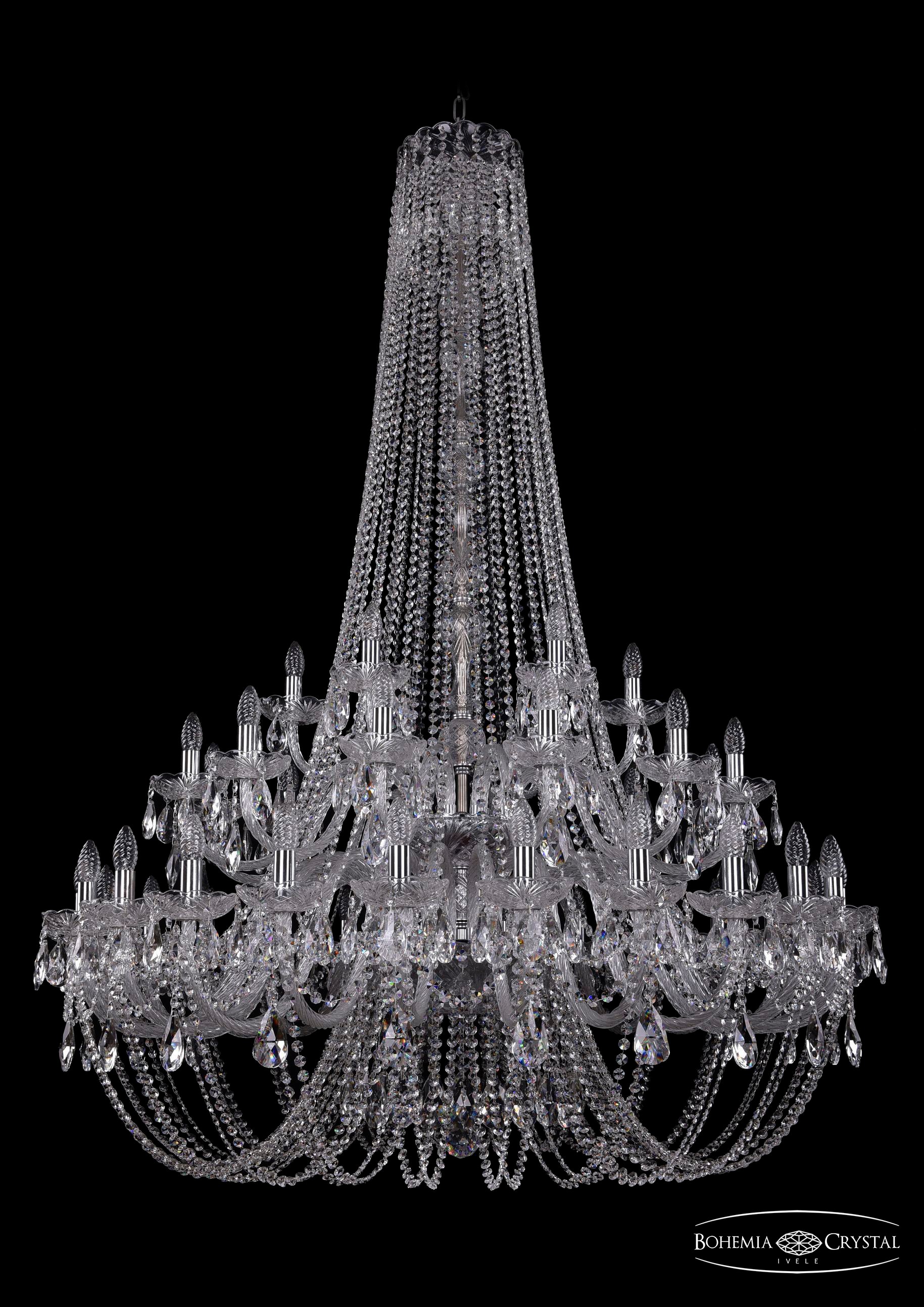 Подвесная хрустальная люстра 1406 Bohemia 1406/24+12+6/460/h-177/2d Ni