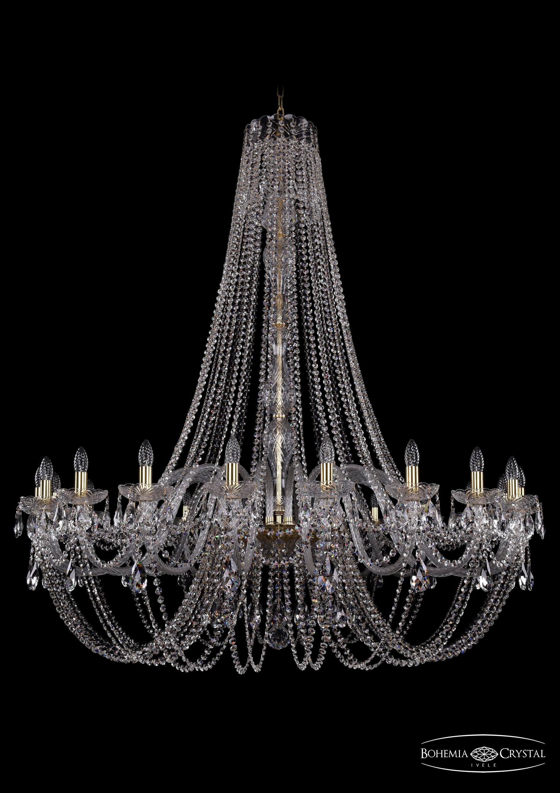 Подвесная хрустальная люстра 1406 Bohemia 1406/24/530/h-160 G