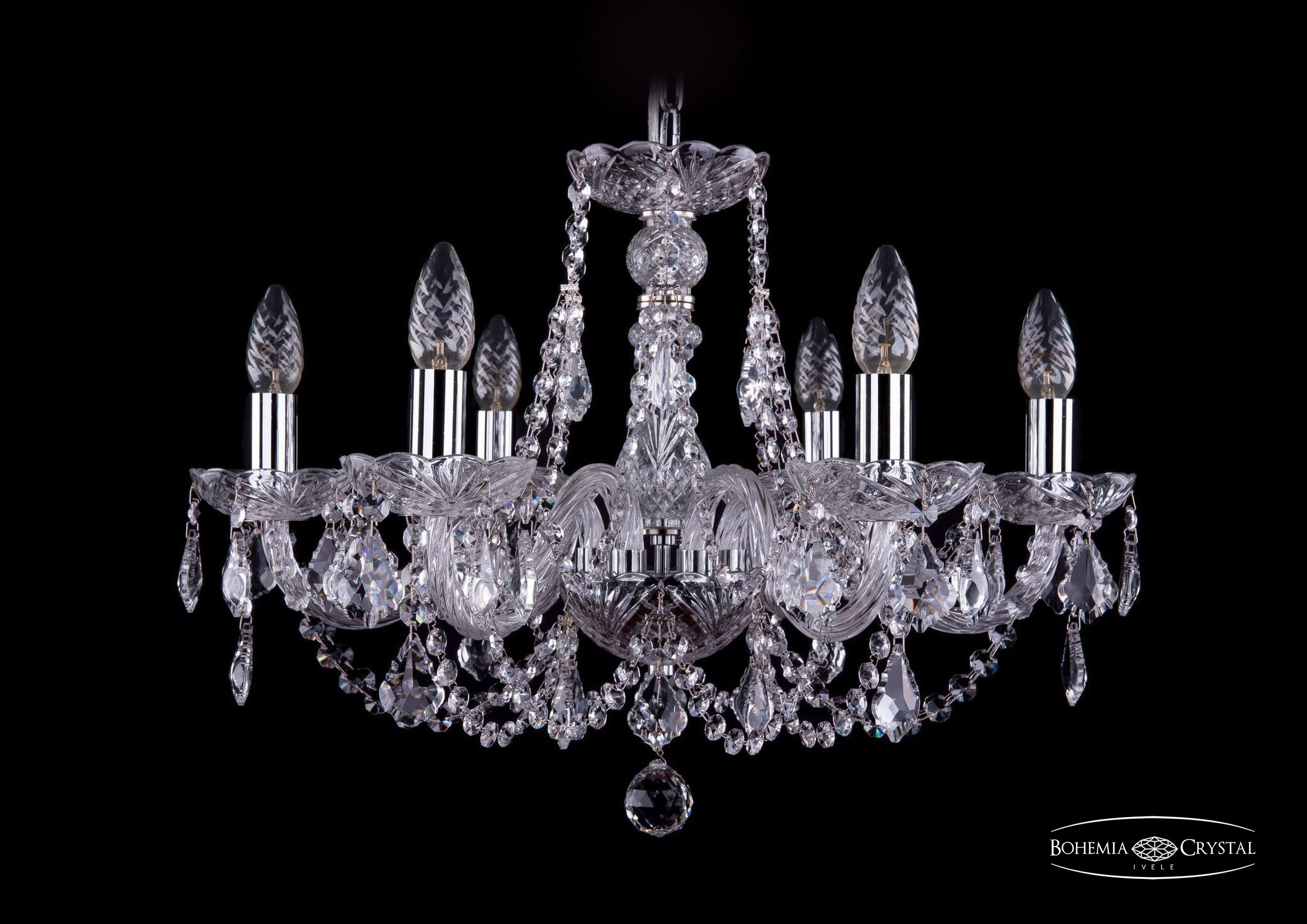 Подвесная хрустальная люстра 1406 Bohemia 1406/6/195 Ni Leafs