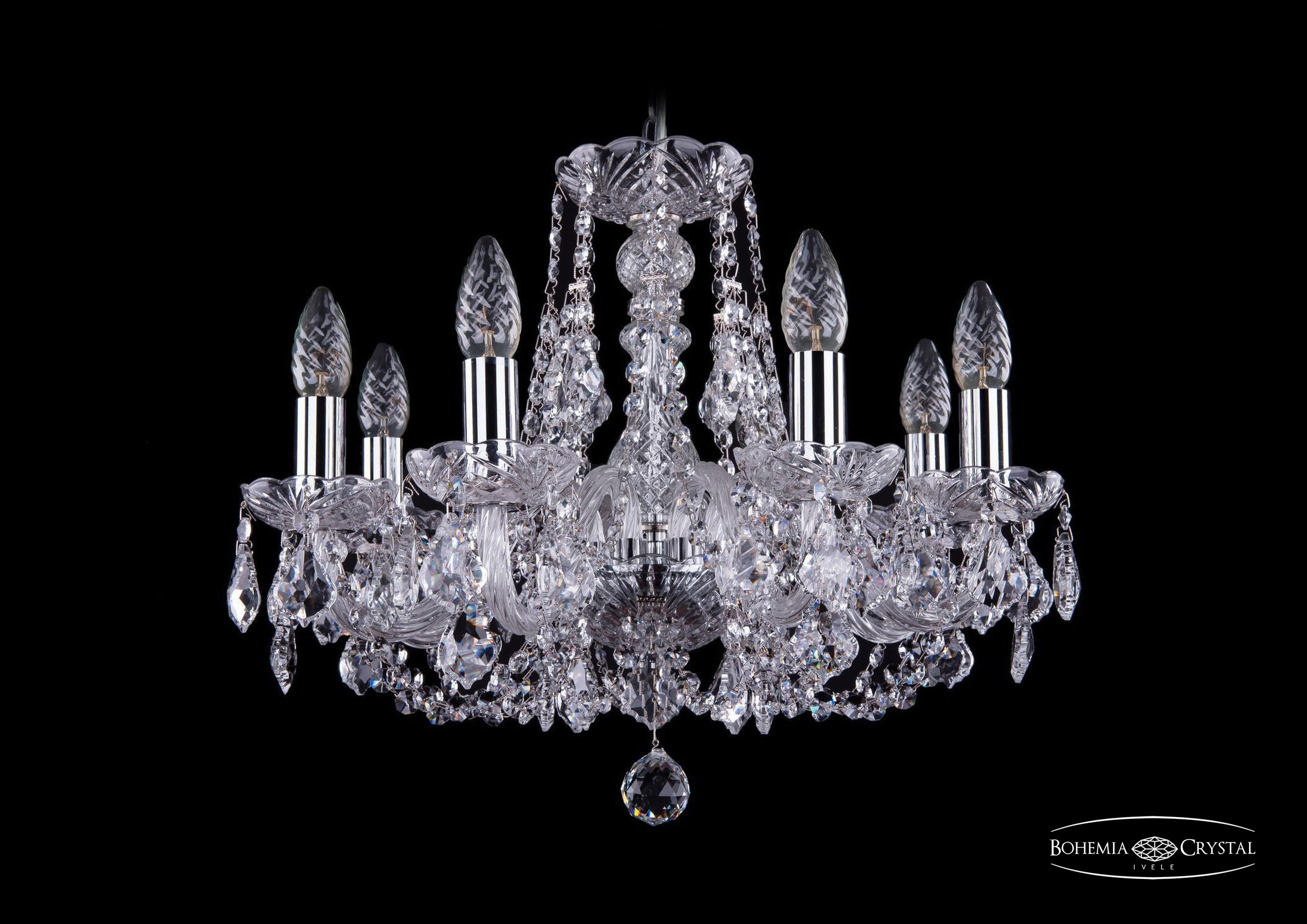 Подвесная хрустальная люстра 1406 Bohemia 1406/8/160 Ni Leafs