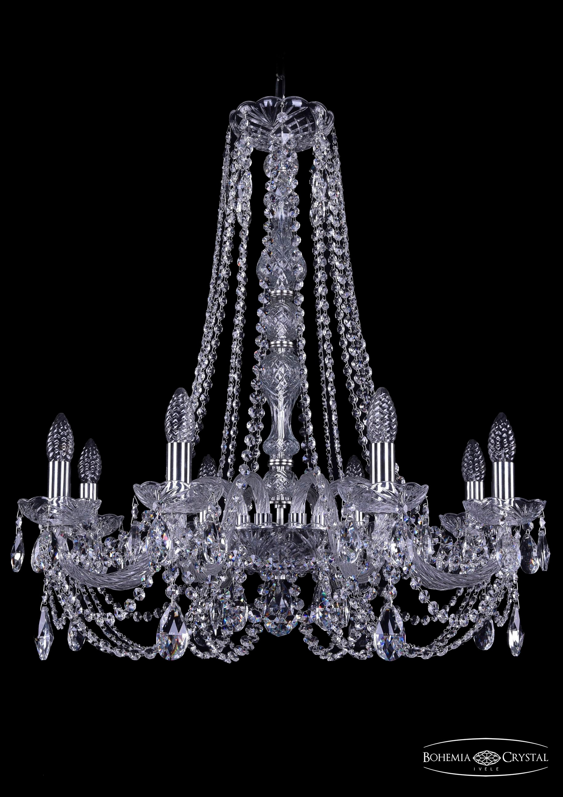 Подвесная хрустальная люстра 1406 Bohemia 1406/8/240/h-75 Ni