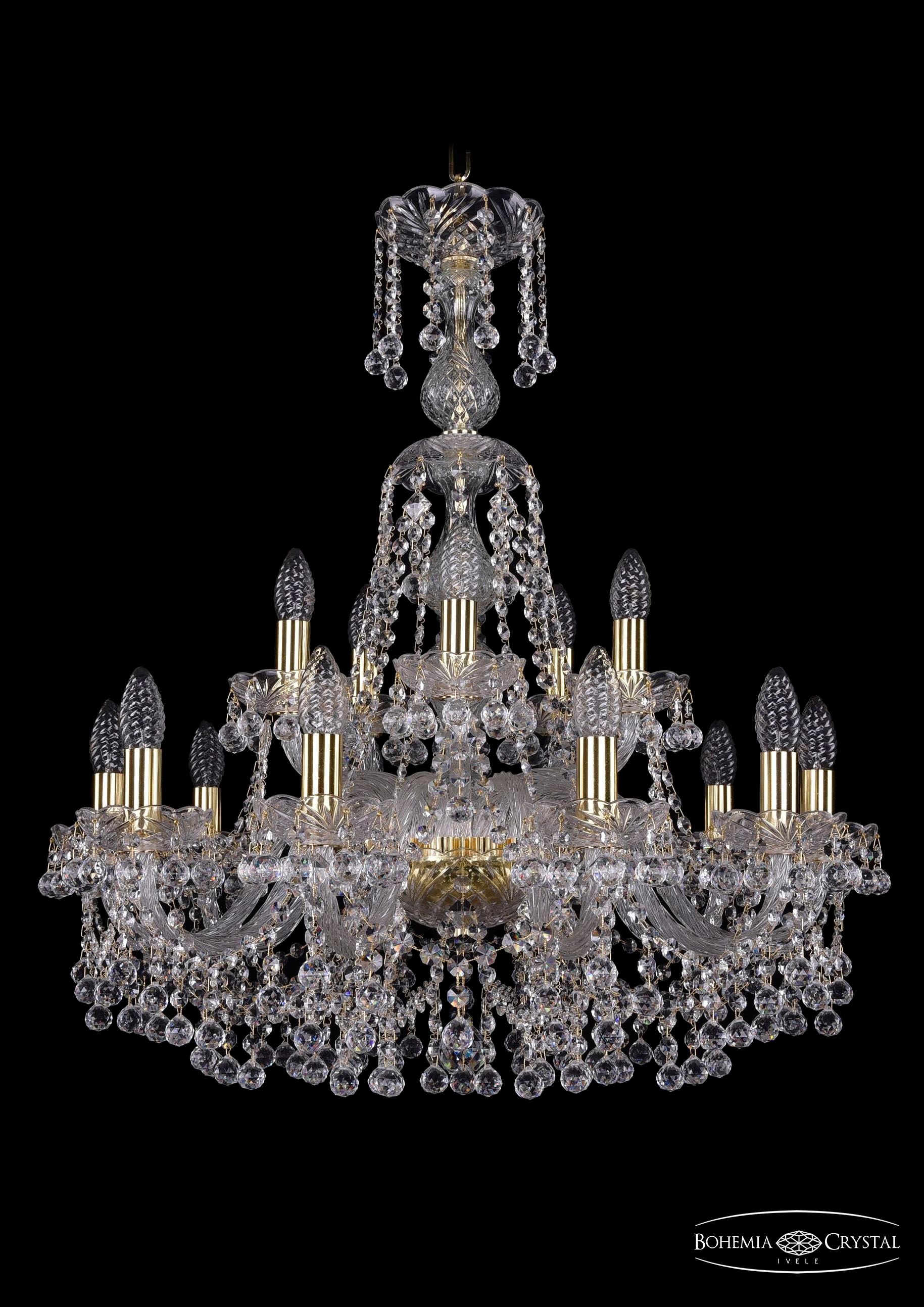 Подвесная хрустальная люстра 1409 Bohemia 1409/10+5/240/XL-77 G