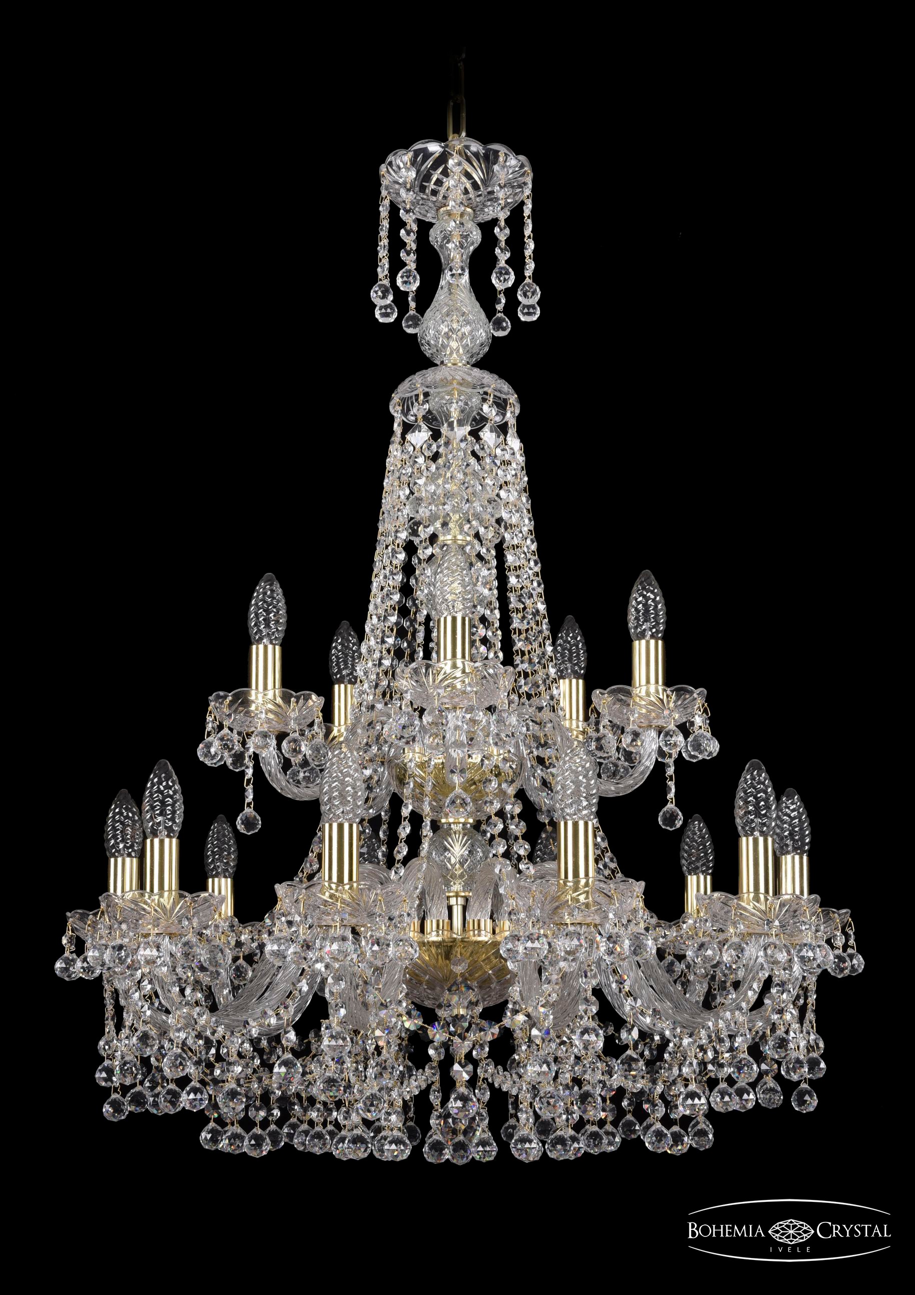 Подвесная хрустальная люстра 1409 Bohemia 1409/10+5/240/XL-91/2d G