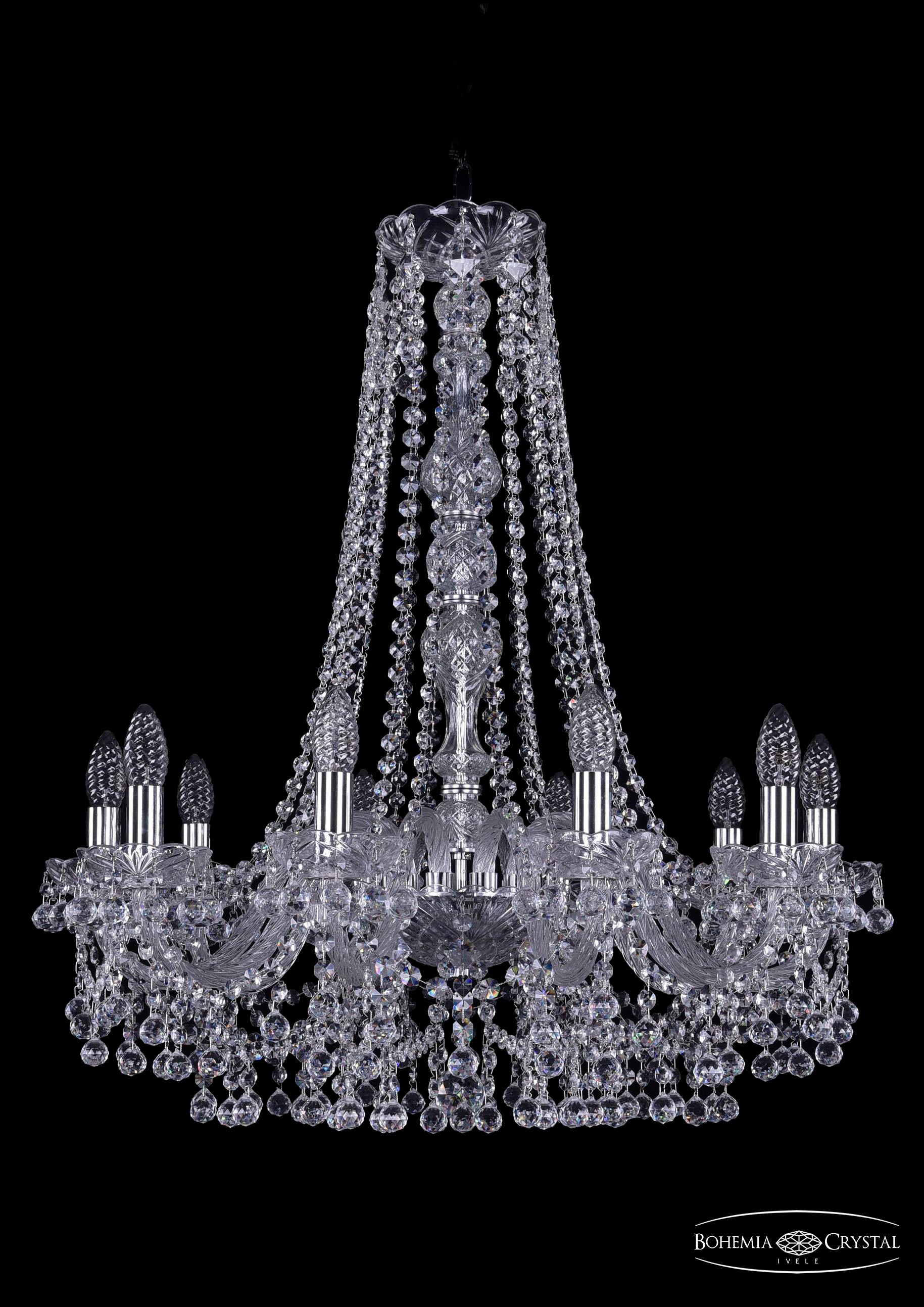 Подвесная хрустальная люстра 1409 Bohemia 1409/10/240/h-76 Ni