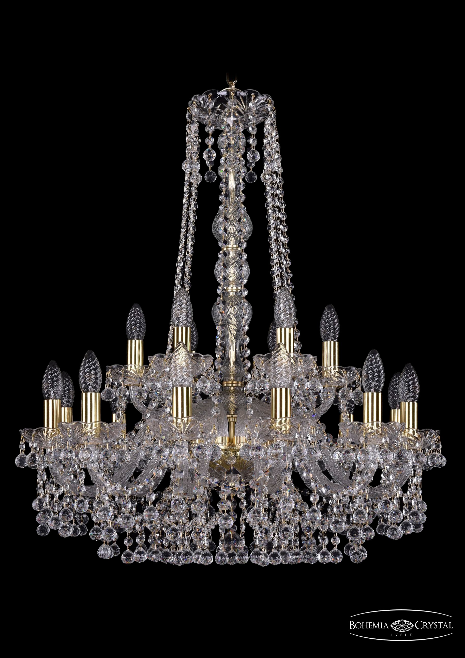 Подвесная хрустальная люстра 1409 Bohemia 1409/12+6/240/h-77 G