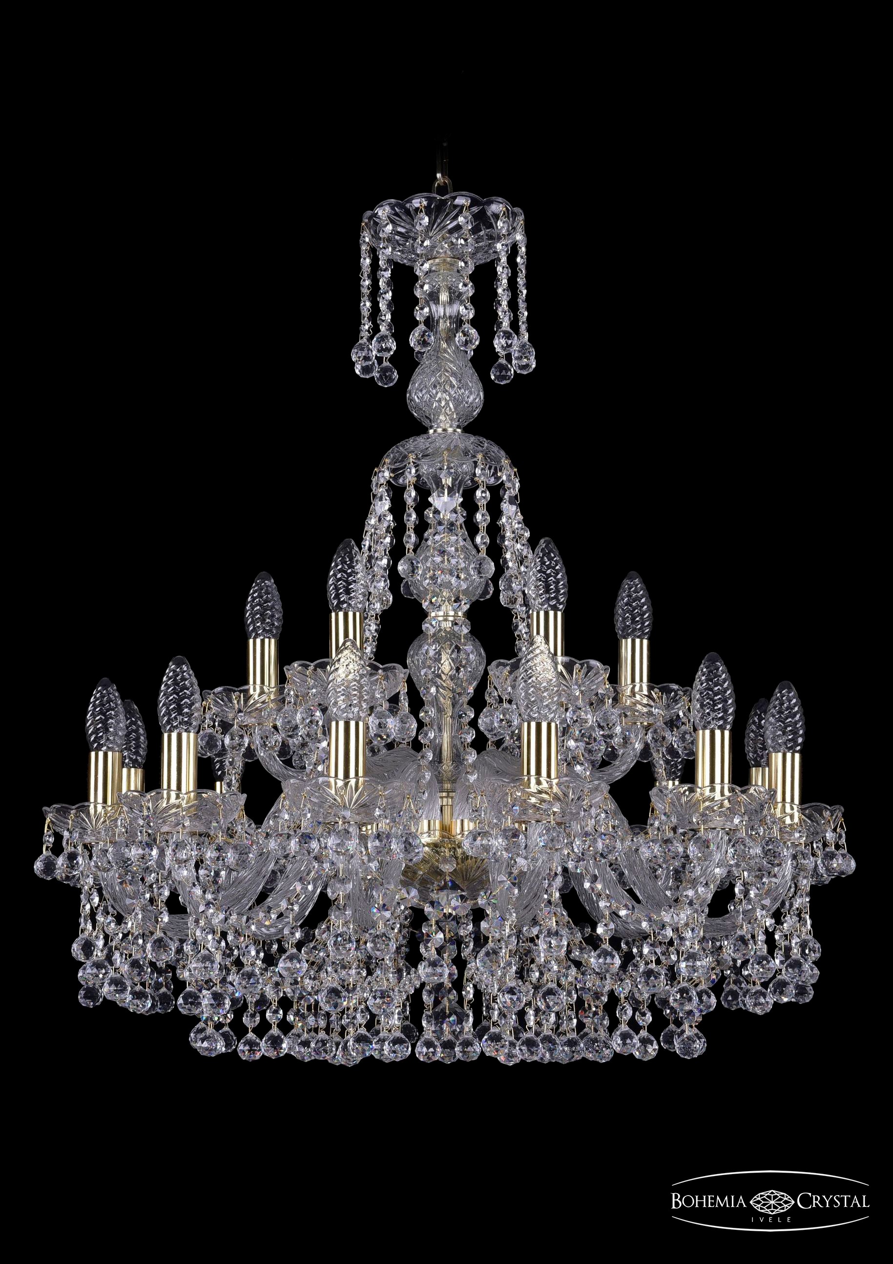 Подвесная хрустальная люстра 1409 Bohemia 1409/12+6/240/XL-76 G
