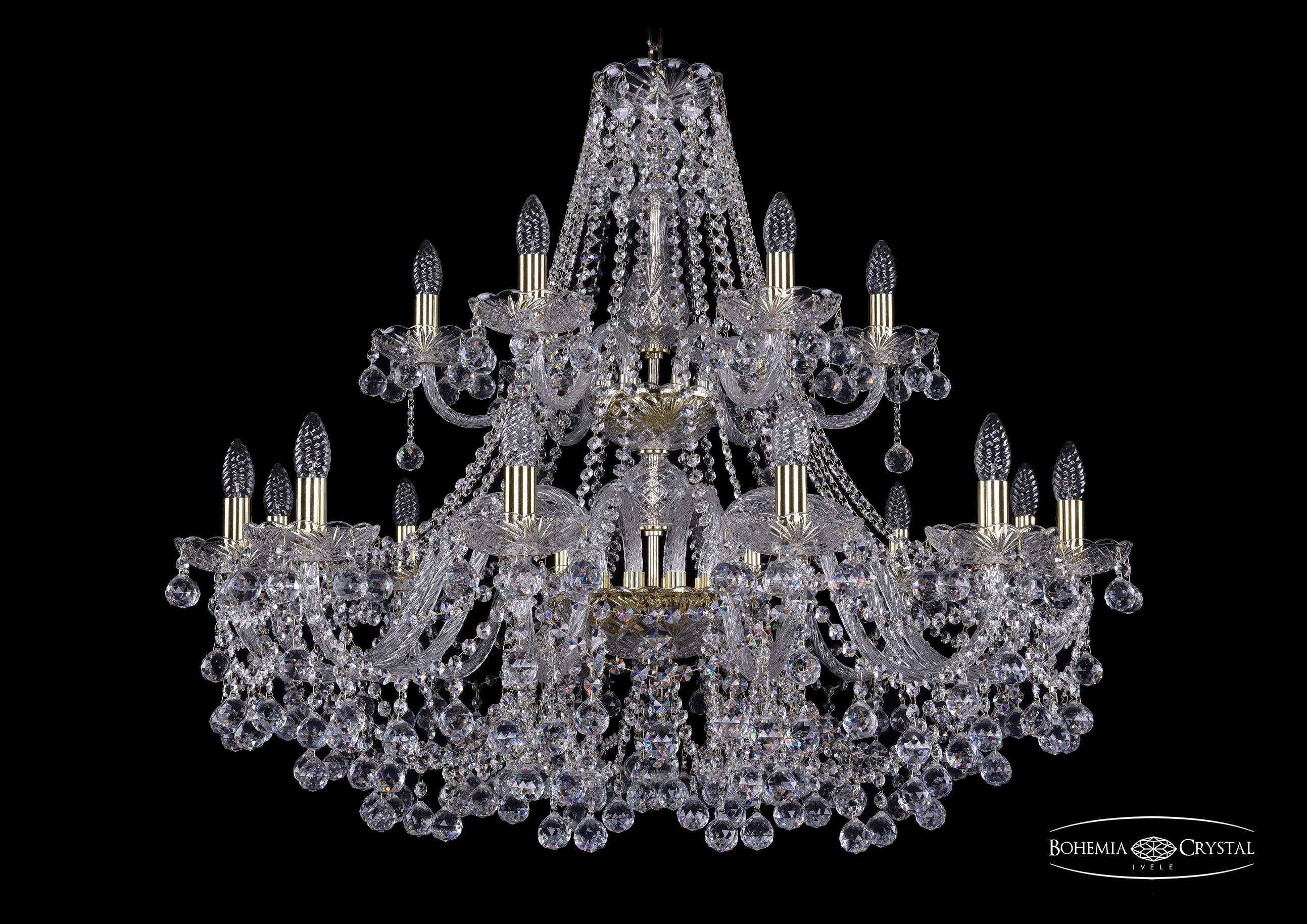 Подвесная хрустальная люстра 1409 Bohemia 1409/12+6/360/2d G
