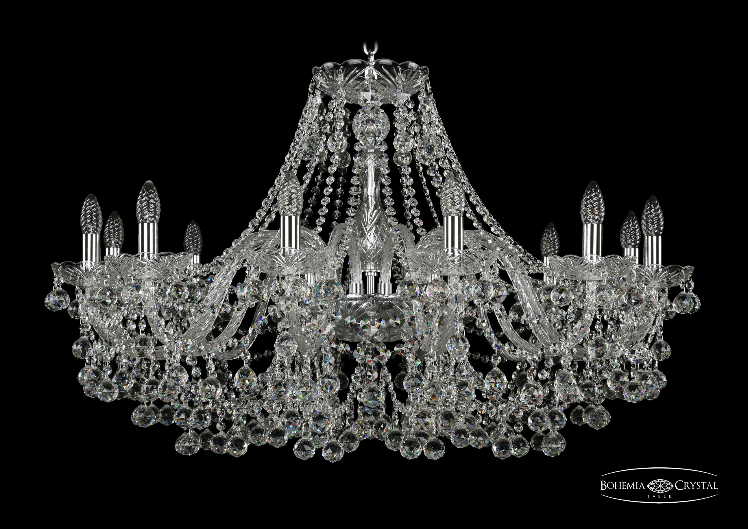 Подвесная хрустальная люстра 1409 Bohemia 1409/12/360 Ni