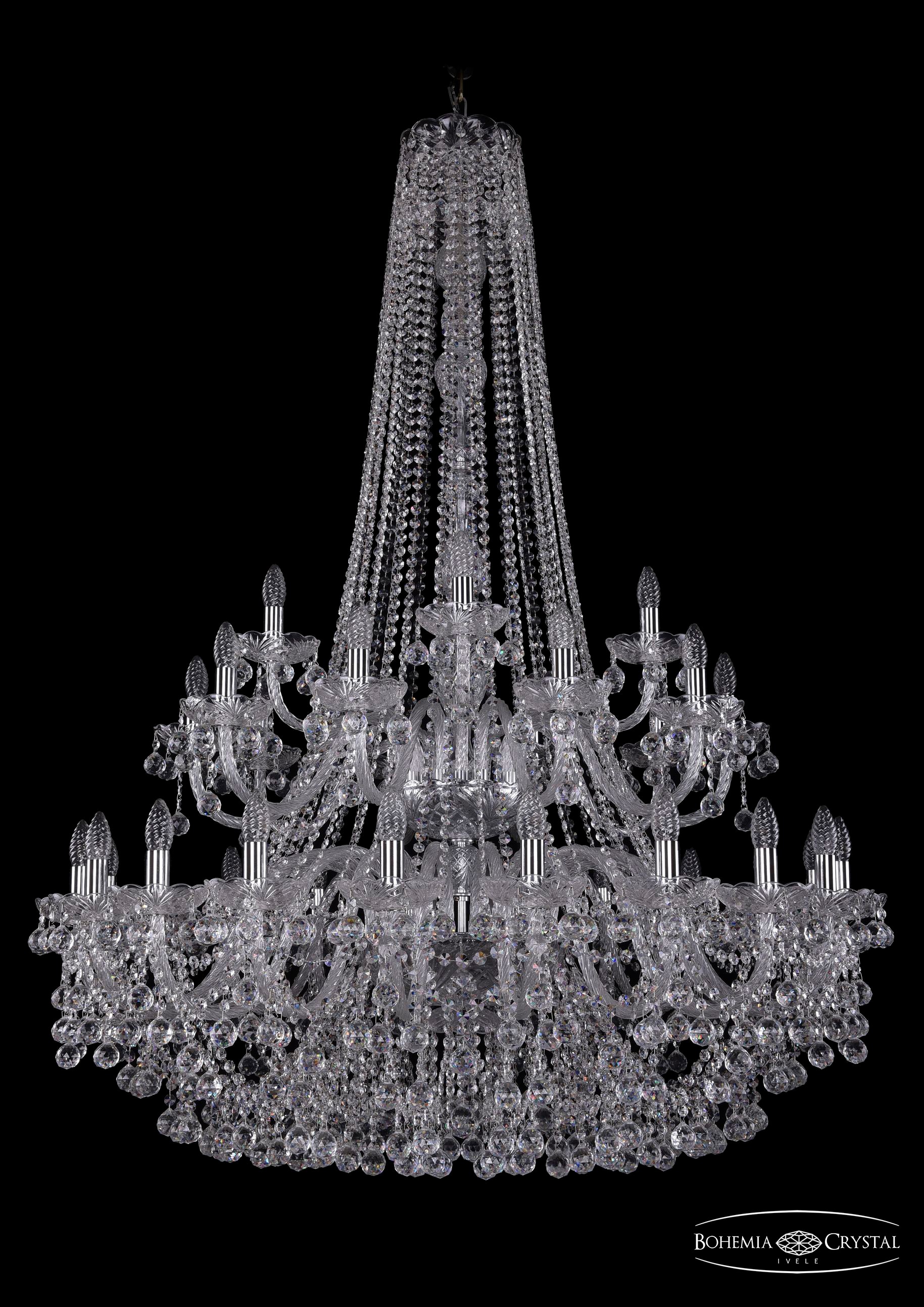 Подвесная хрустальная люстра 1409 Bohemia 1409/20+10+5/400/h-152/2d Ni