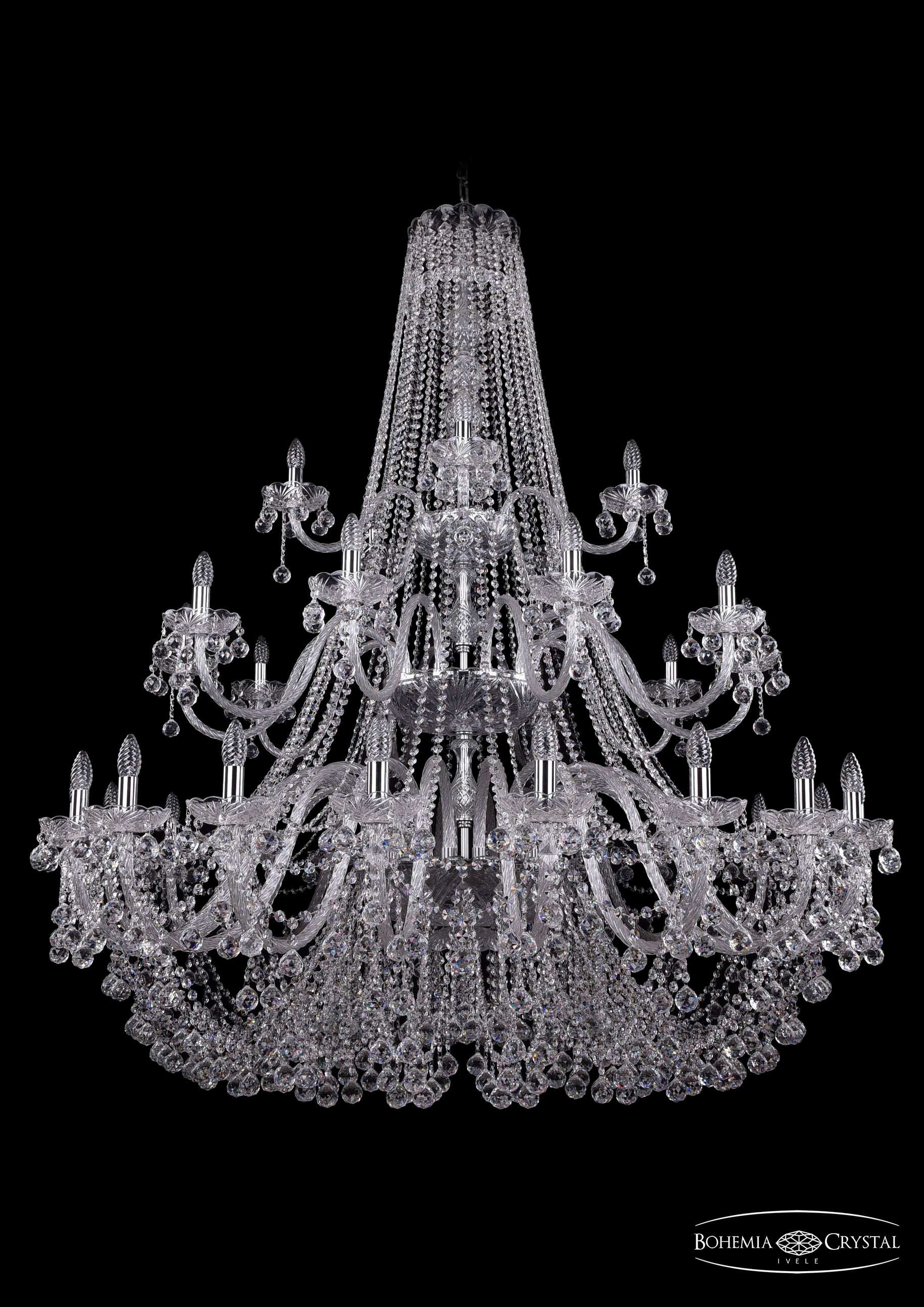 Подвесная хрустальная люстра 1409 Bohemia 1409/20+10+5/530/3d Ni