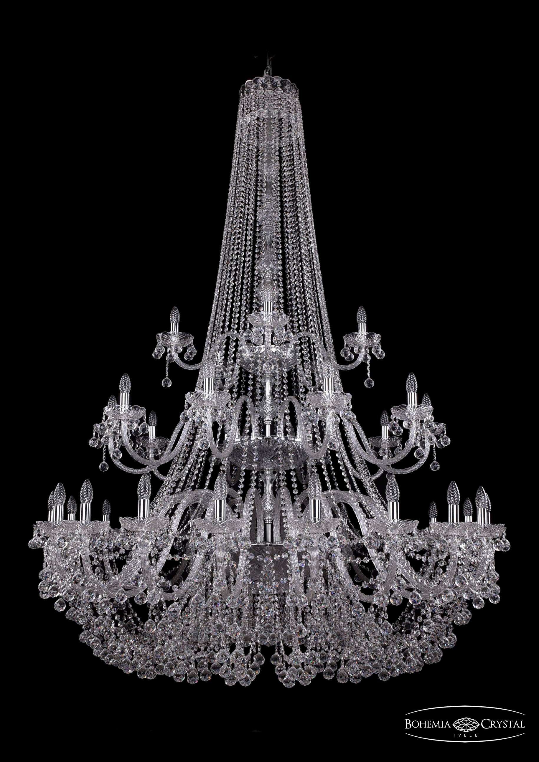 Подвесная хрустальная люстра 1409 Bohemia 1409/20+10+5/530/h-203/3d Ni