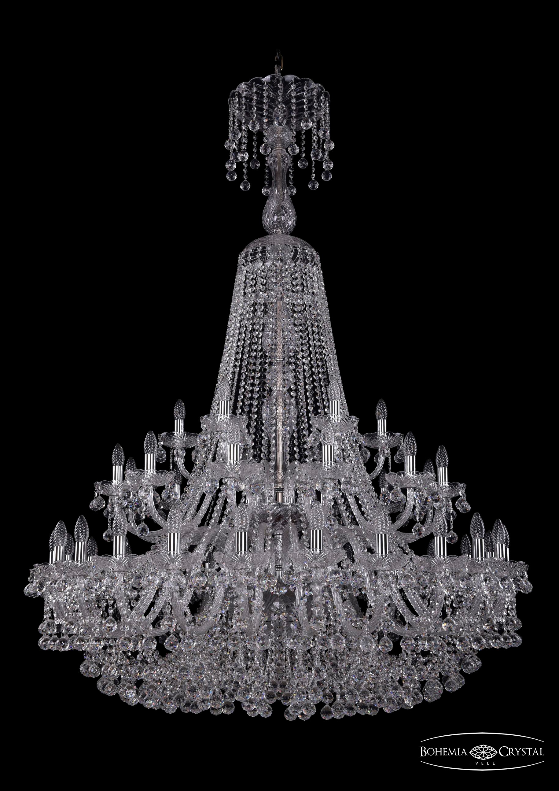 Подвесная хрустальная люстра 1409 Bohemia 1409/24+12+6/460/XL-175/2d Ni