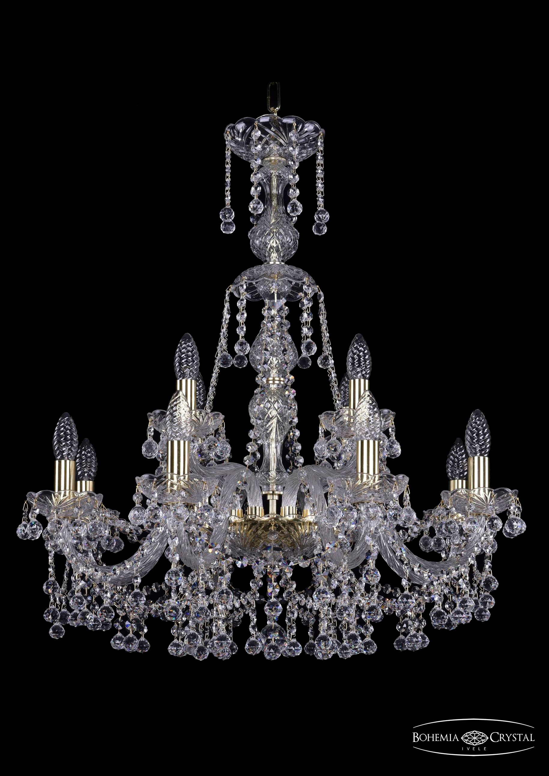 Подвесная хрустальная люстра 1409 Bohemia 1409/8+4/240/XL-76 G