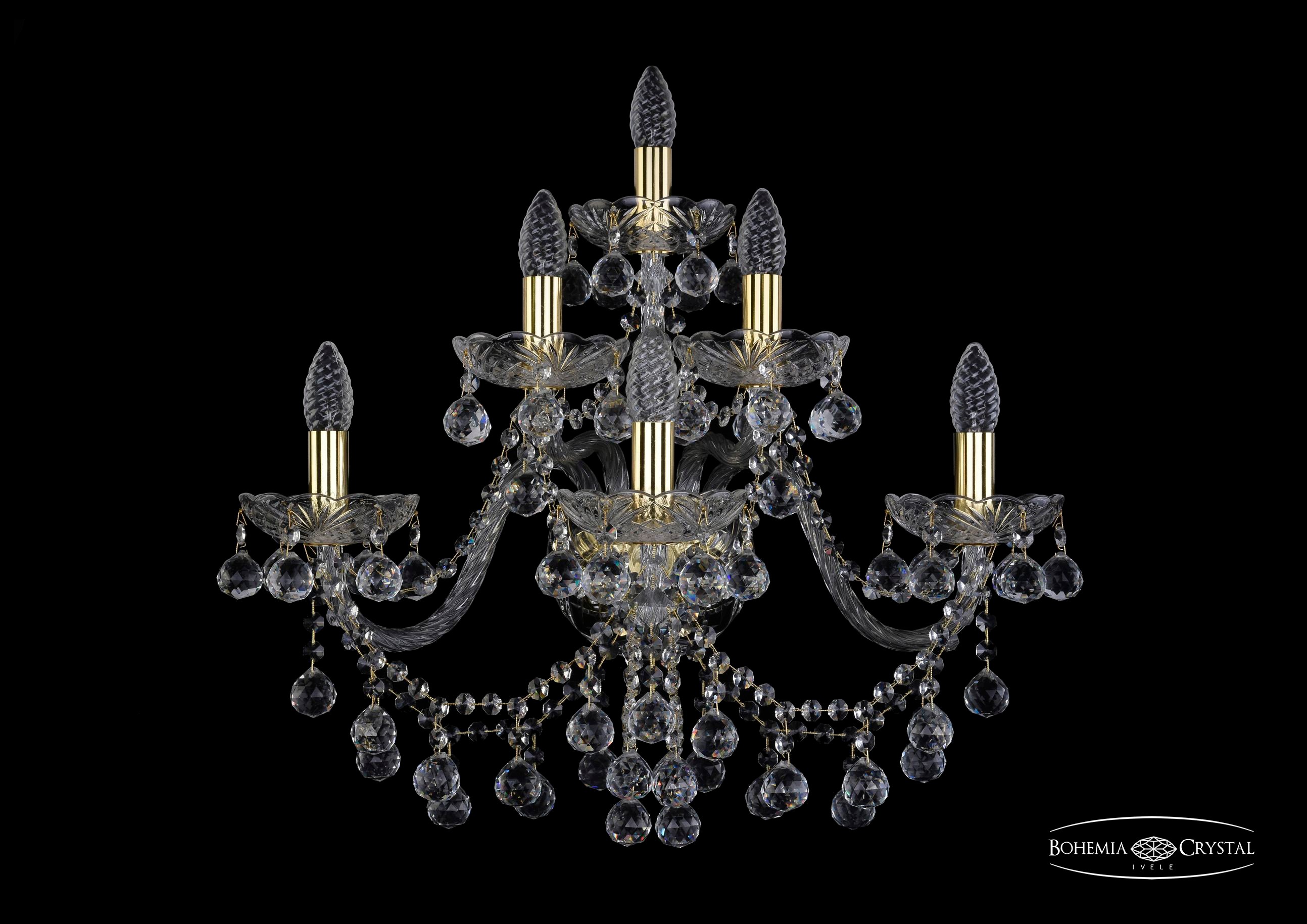 Настенное бра Bohemia 1409 1409B/3+2+1/240/XL/G